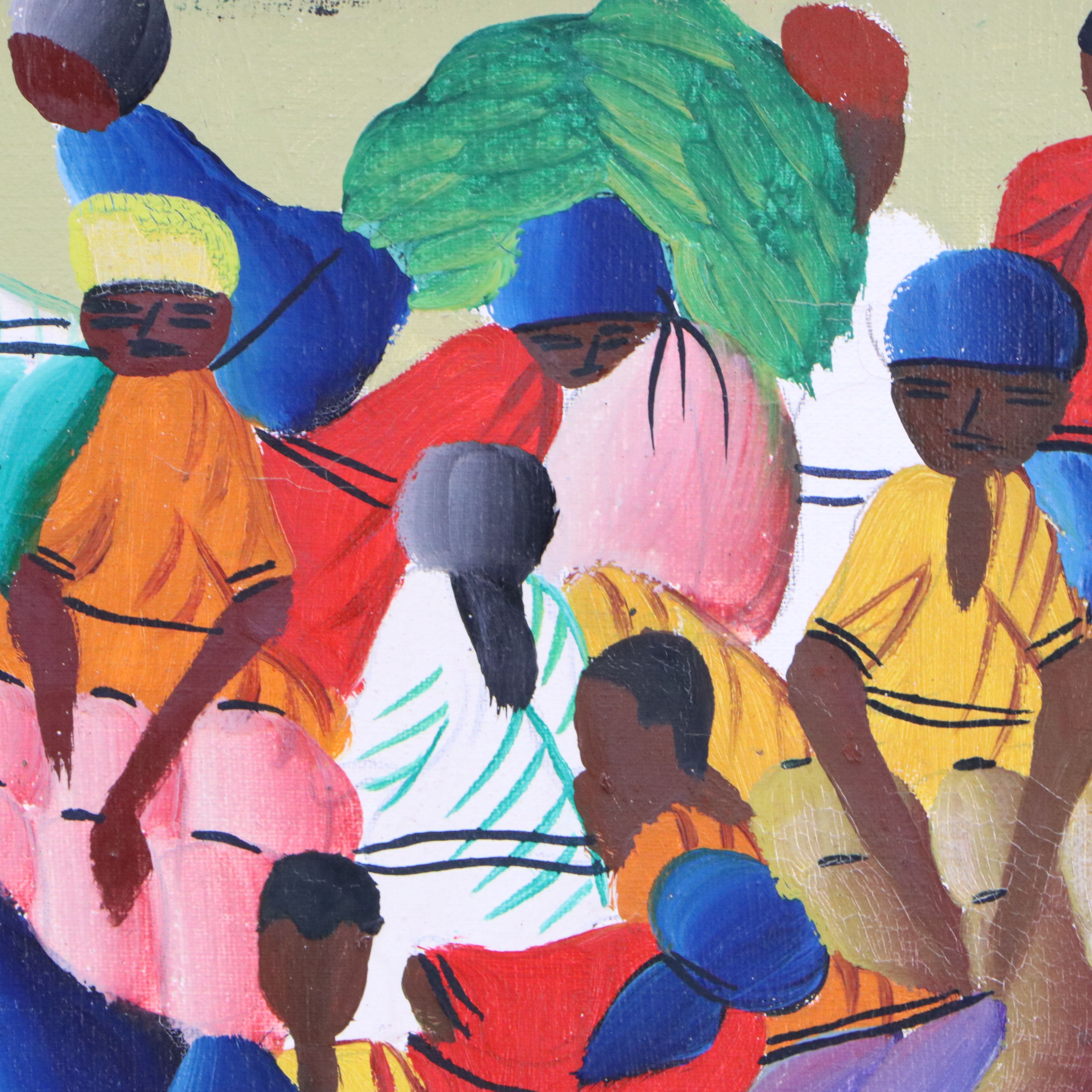 Louis Juste Haitian Oil Painting of Market Scene