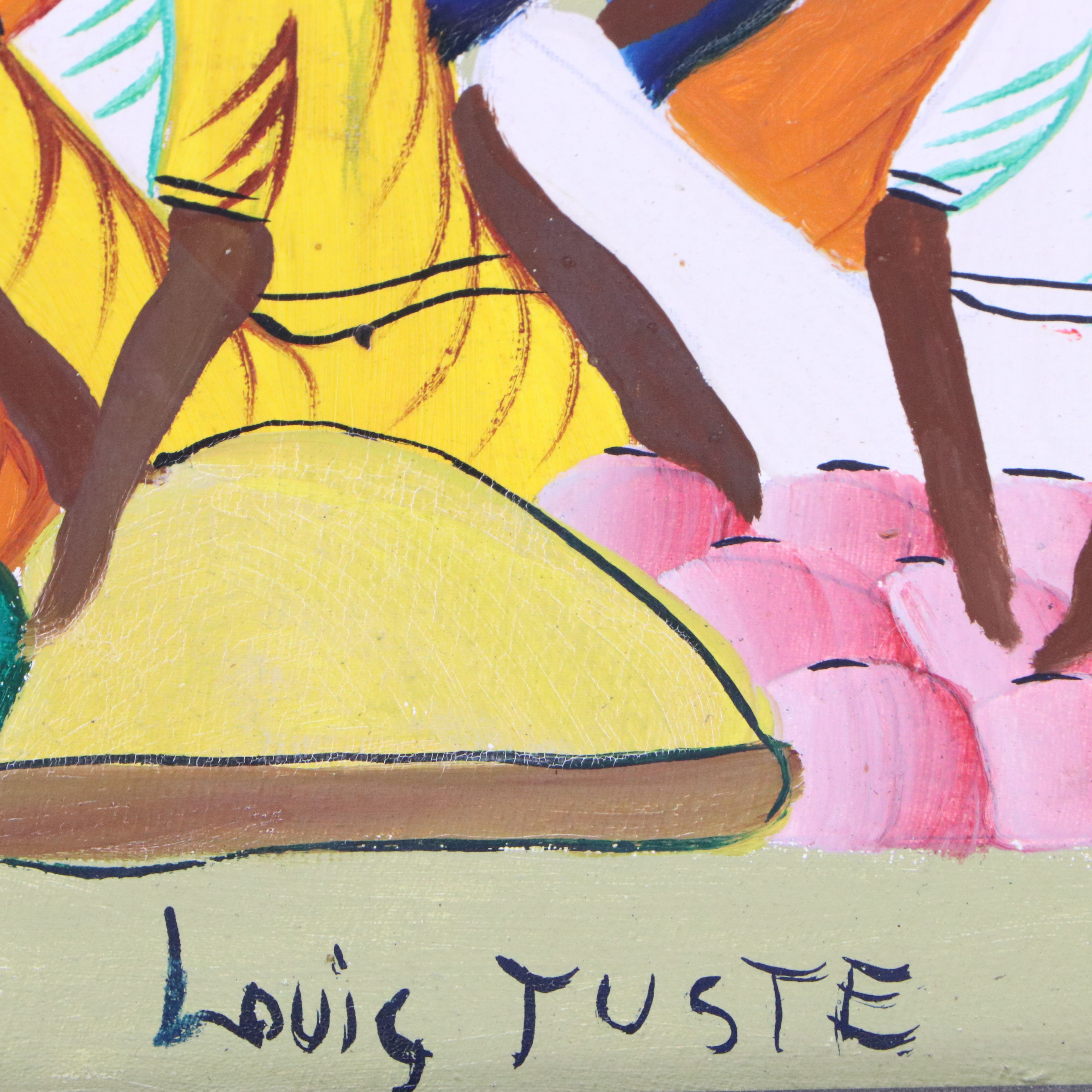 Louis Juste Haitian Oil Painting of Market Scene
