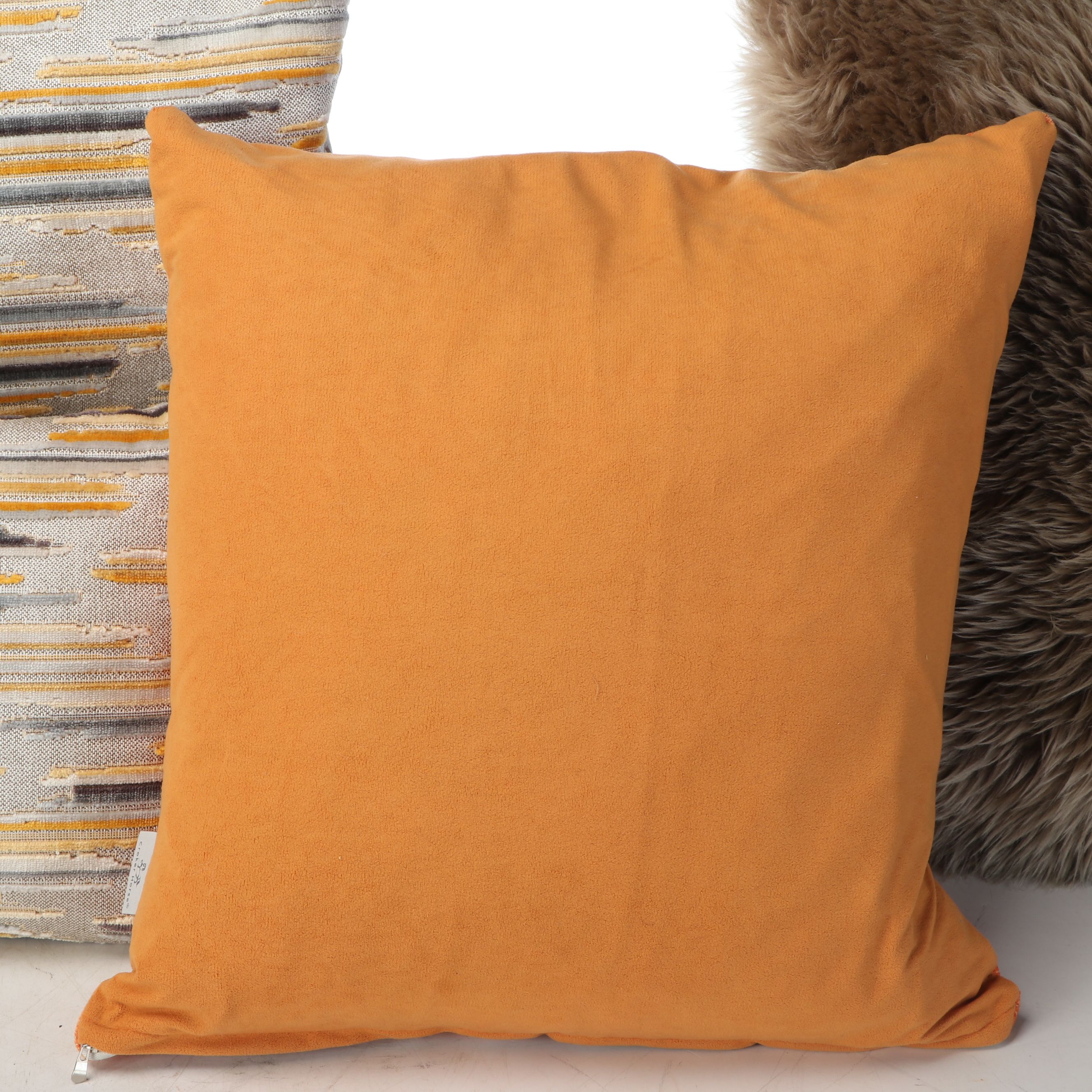 Croker Horse Orange Accent Pillow with Other Textured Throw Pillows