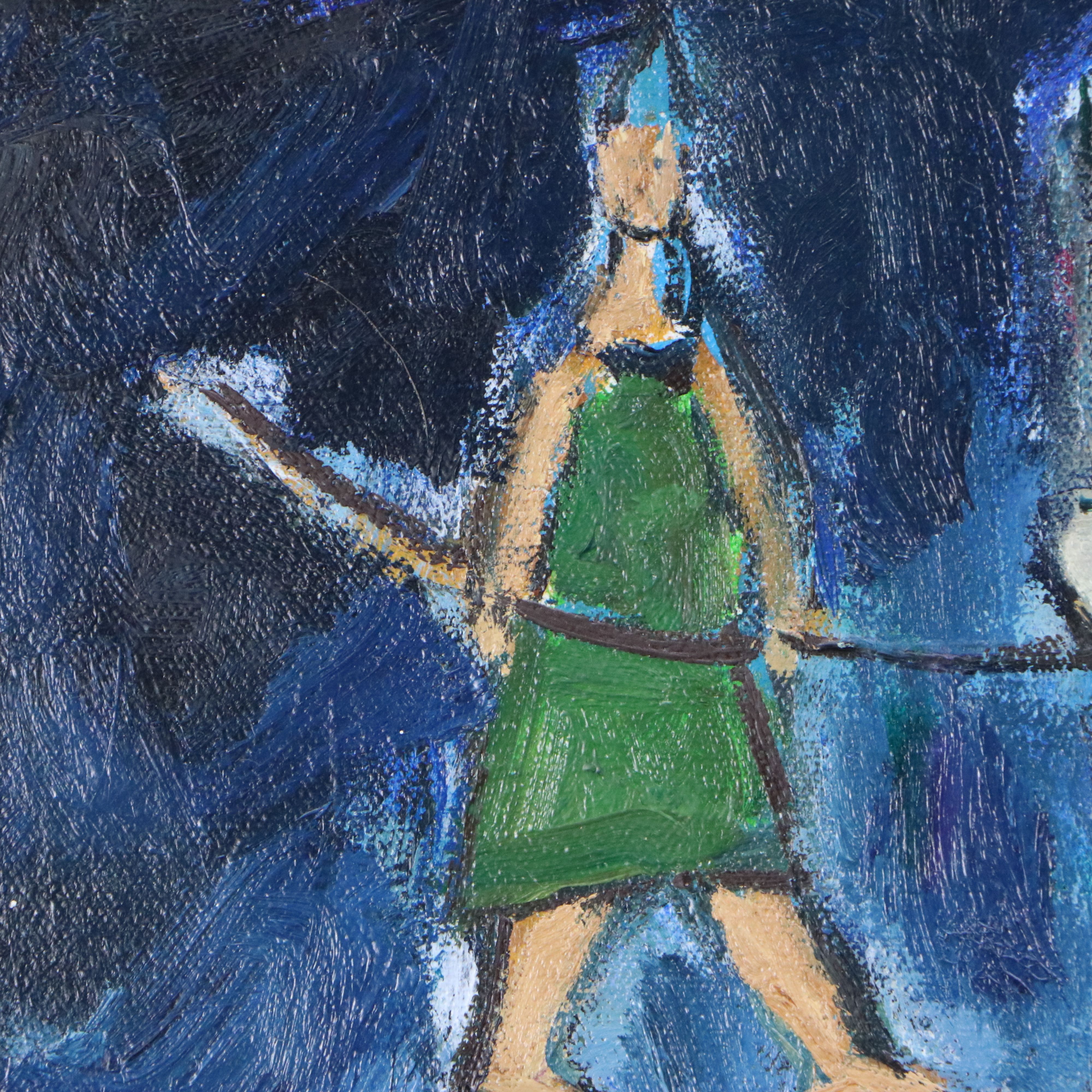 Monique Harvey Oil Painting "Les Saltimbanques de la Cathédrale," 1986