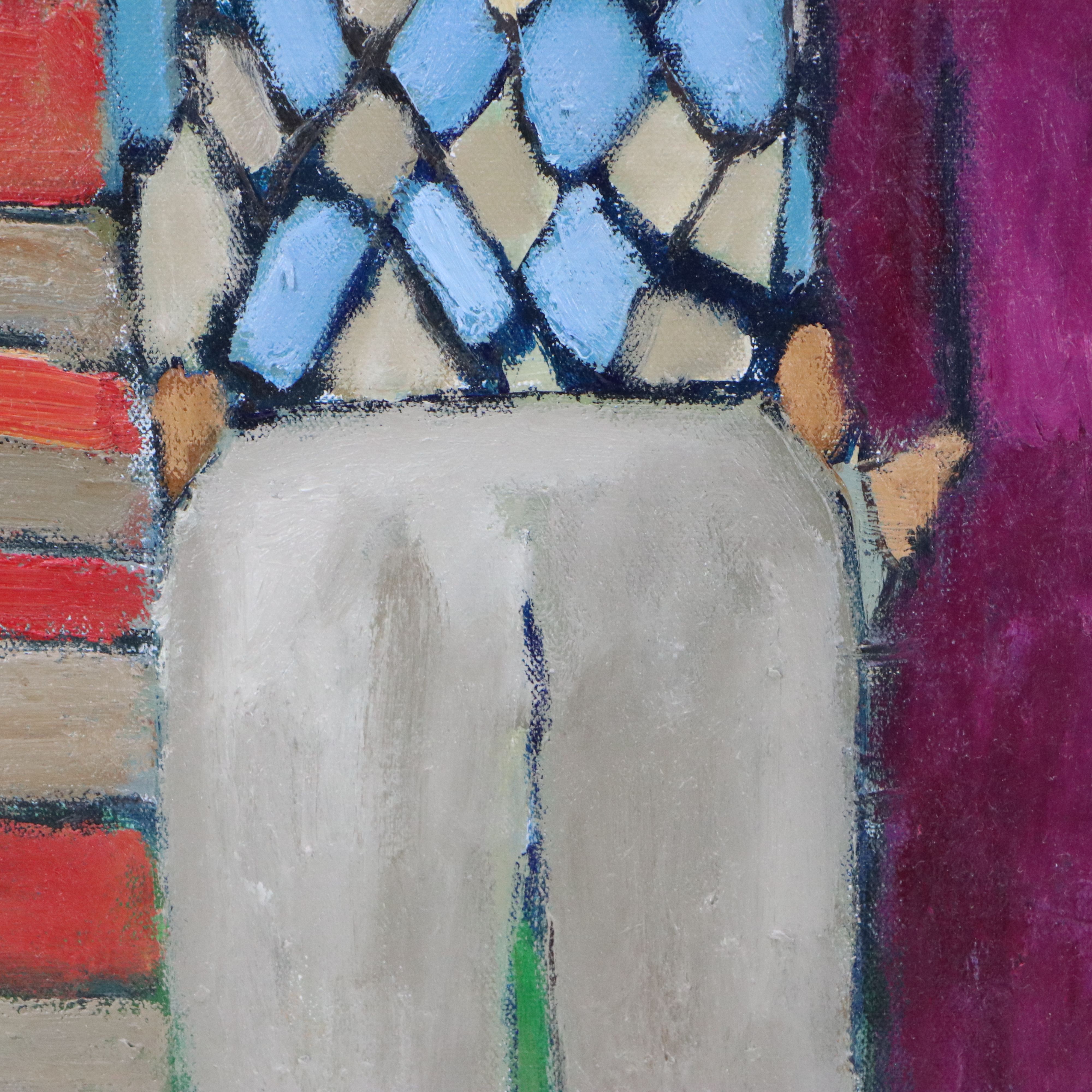 Monique Harvey Oil Painting "Les Saltimbanques de la Cathédrale," 1986