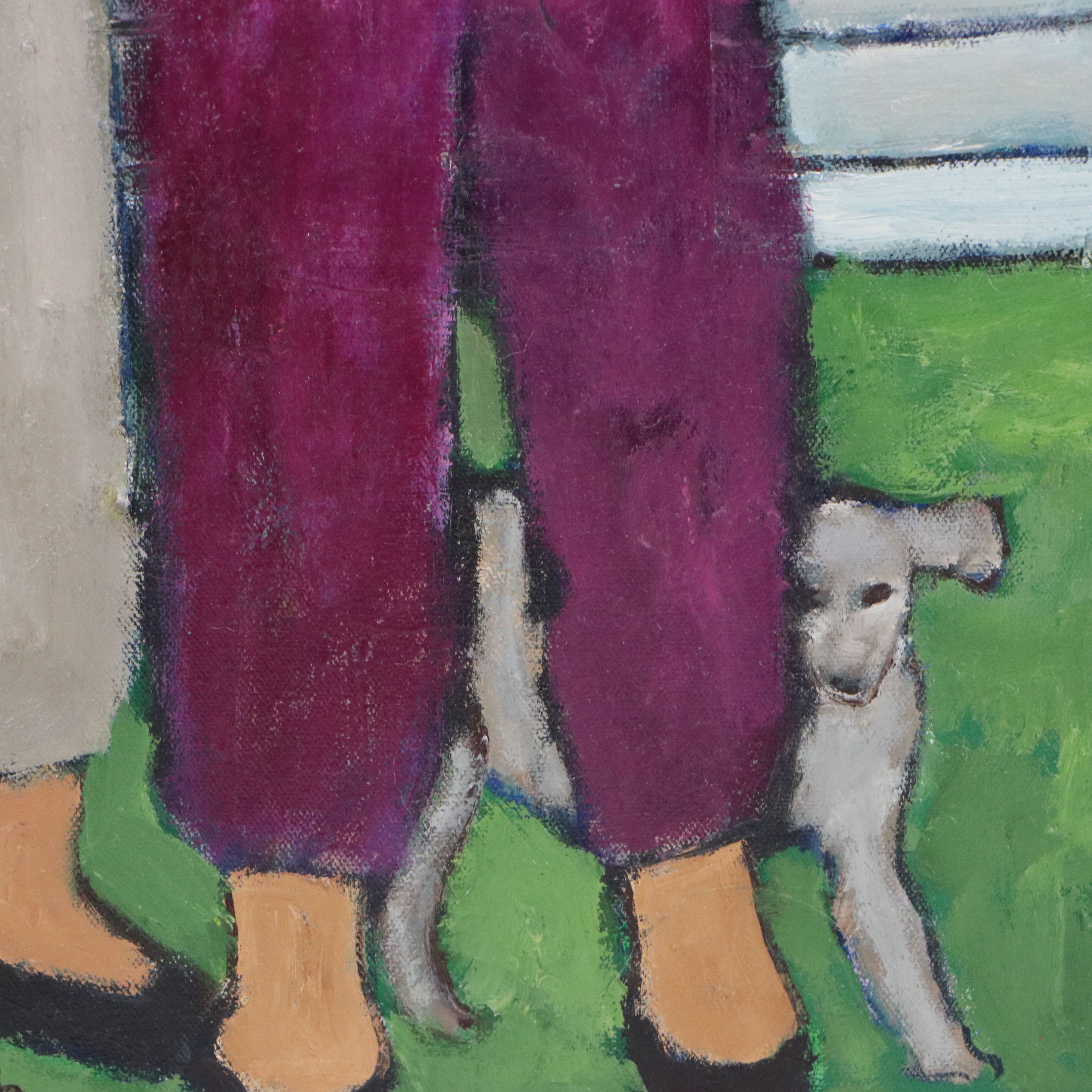 Monique Harvey Oil Painting "Les Saltimbanques de la Cathédrale," 1986