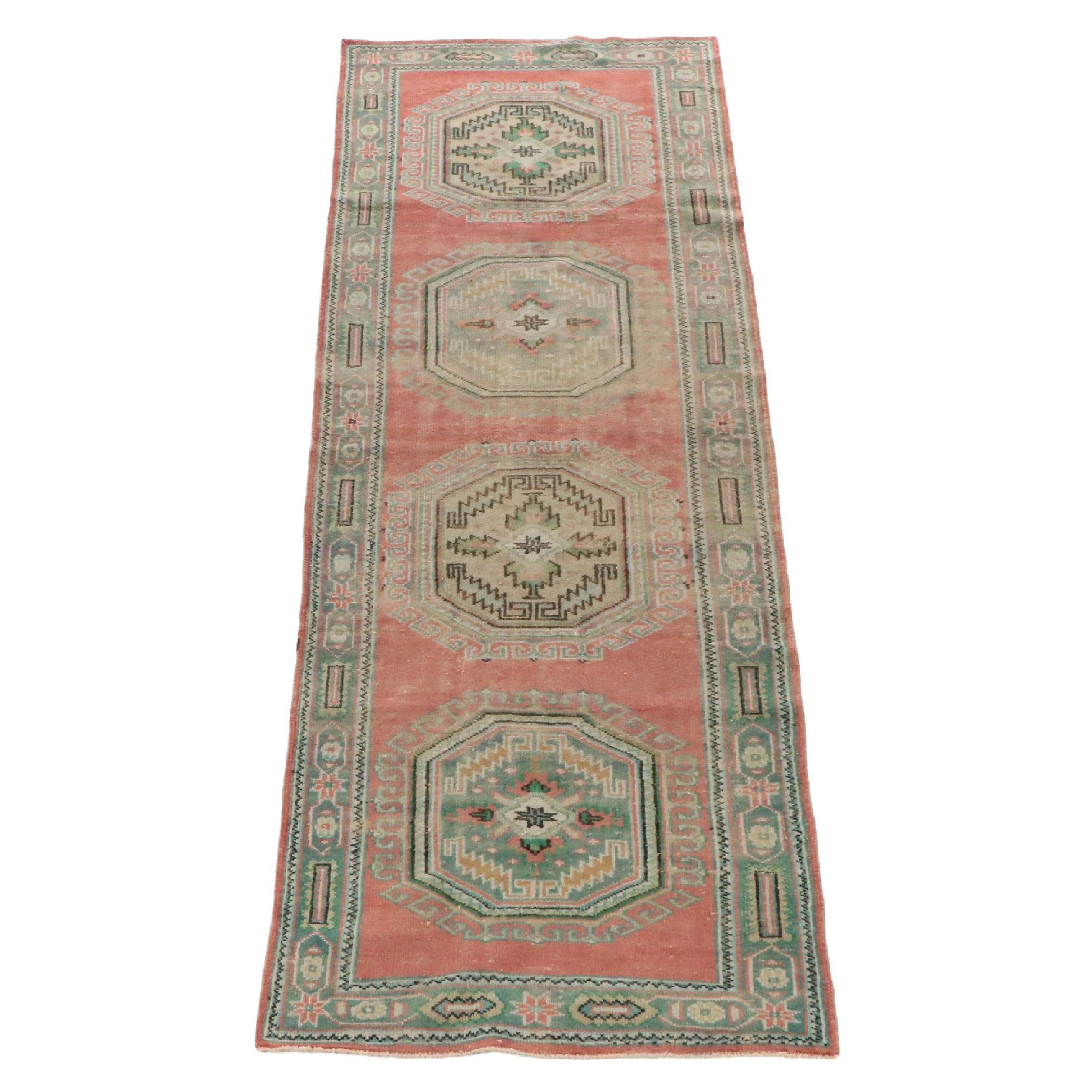 4'4 x 11'10 Hand-Knotted Turkish Anatolian Oushak Long Rug
