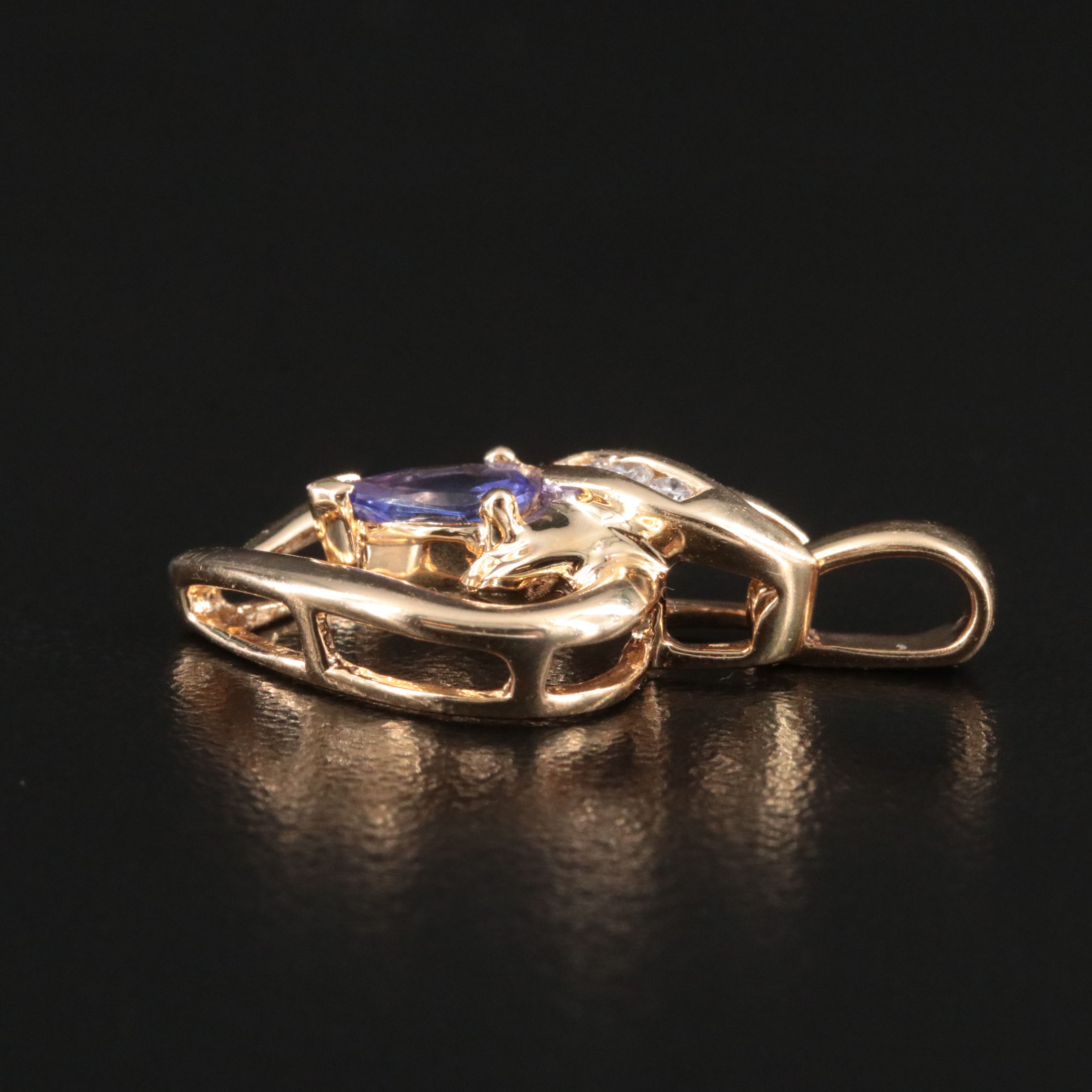 14K  Tanzanite and Diamond Heart Pendant