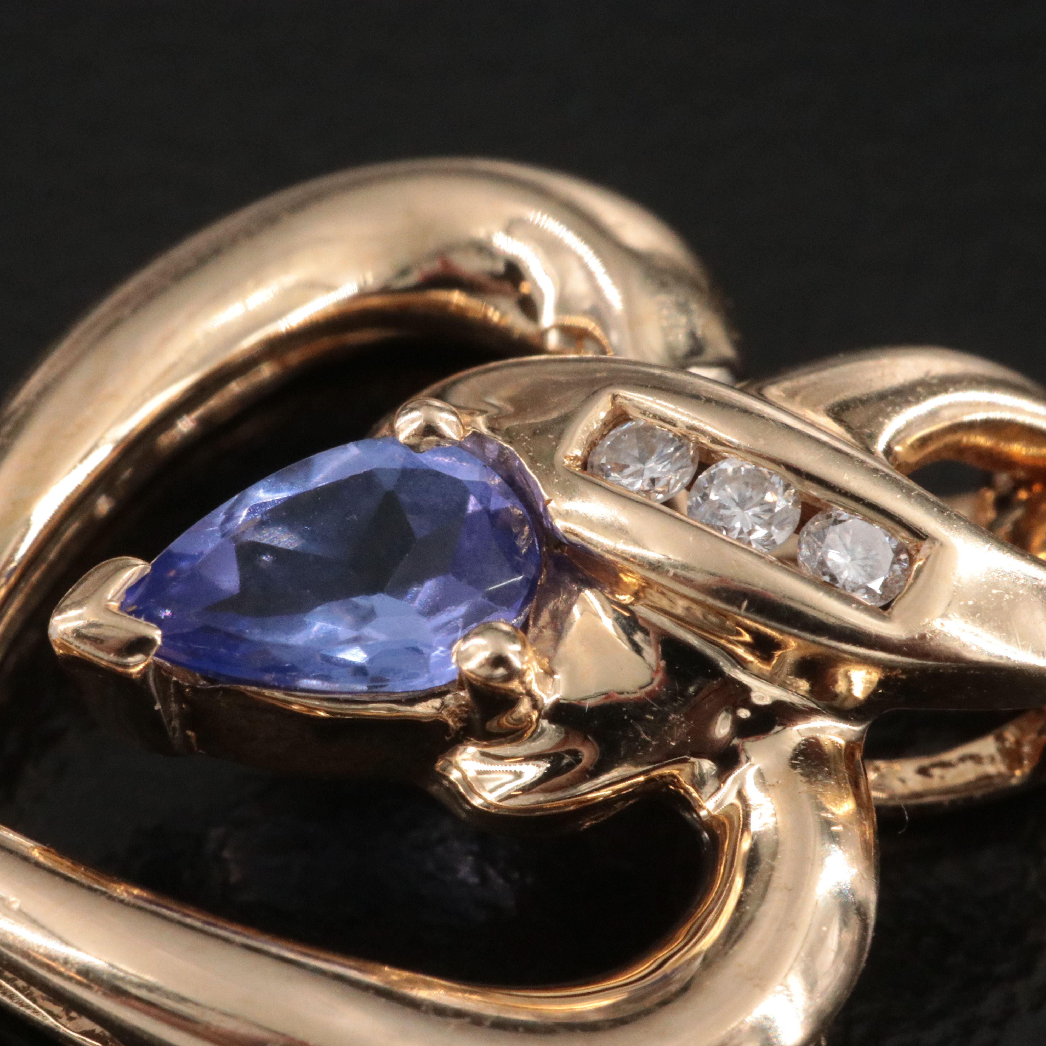 14K  Tanzanite and Diamond Heart Pendant