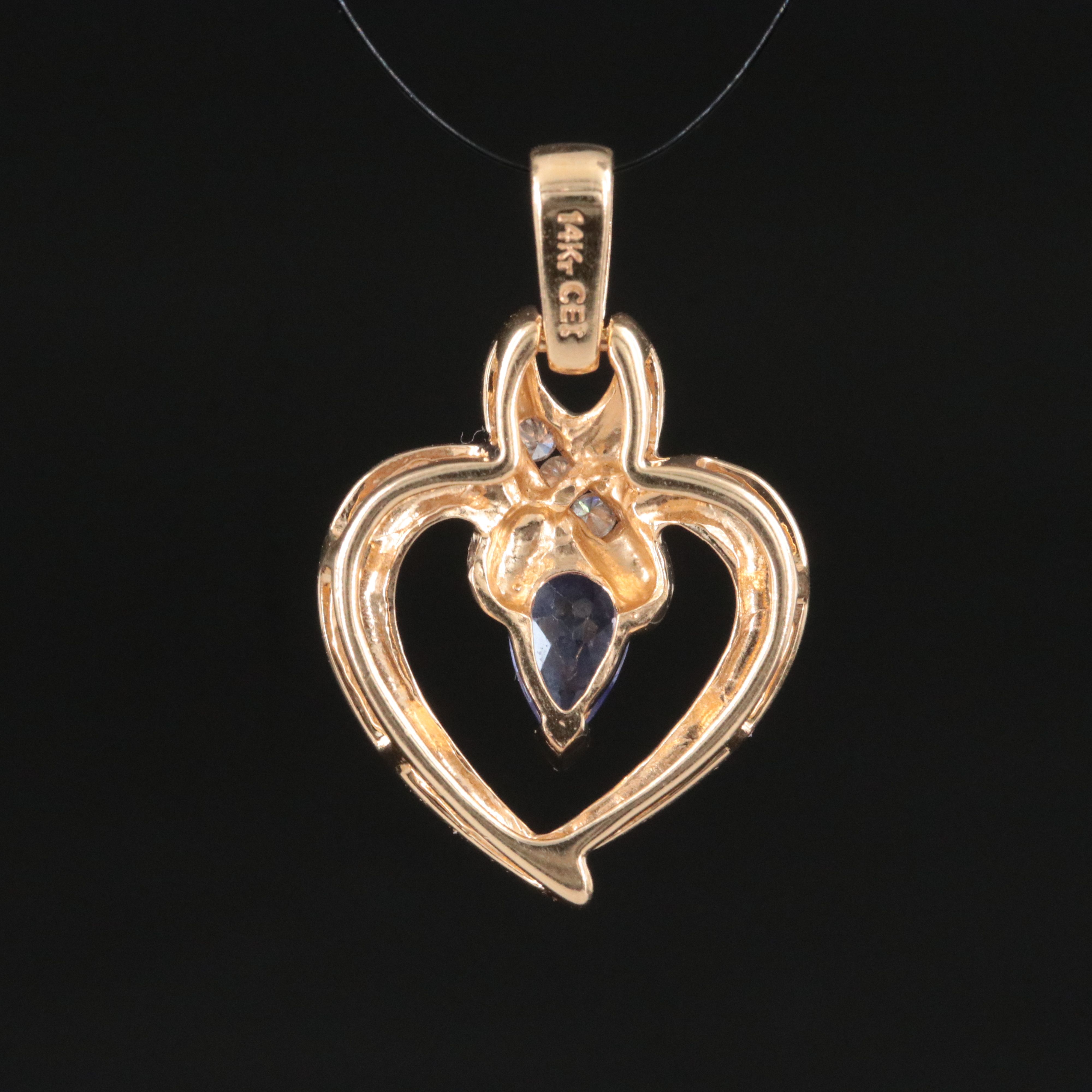 14K  Tanzanite and Diamond Heart Pendant