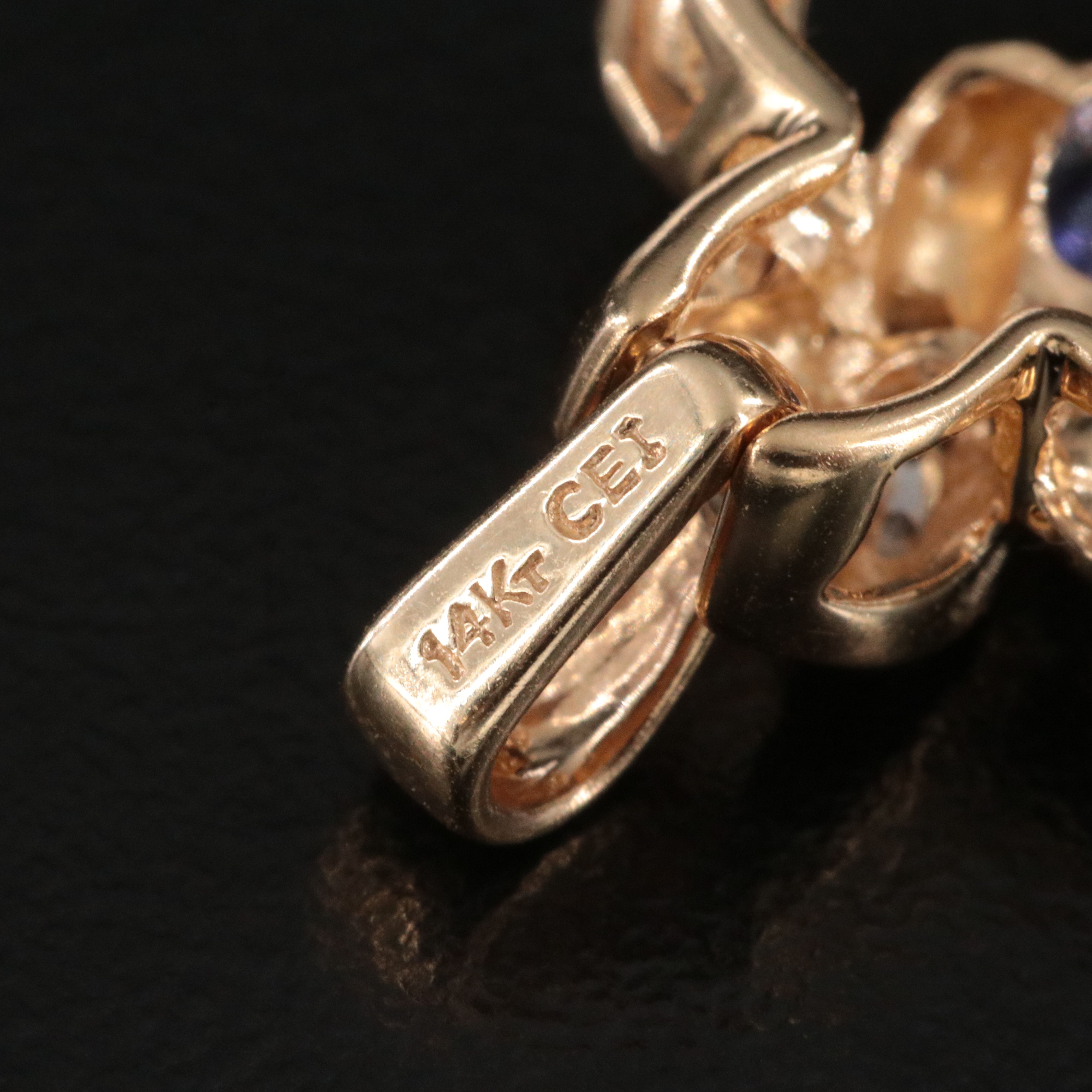 14K  Tanzanite and Diamond Heart Pendant