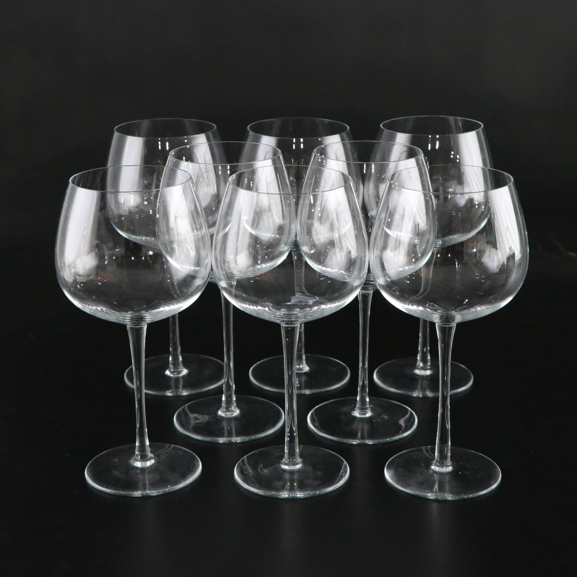 Kromex Aluminum Ice Bucket with Lucite Handle and Tall White Wine Glasses