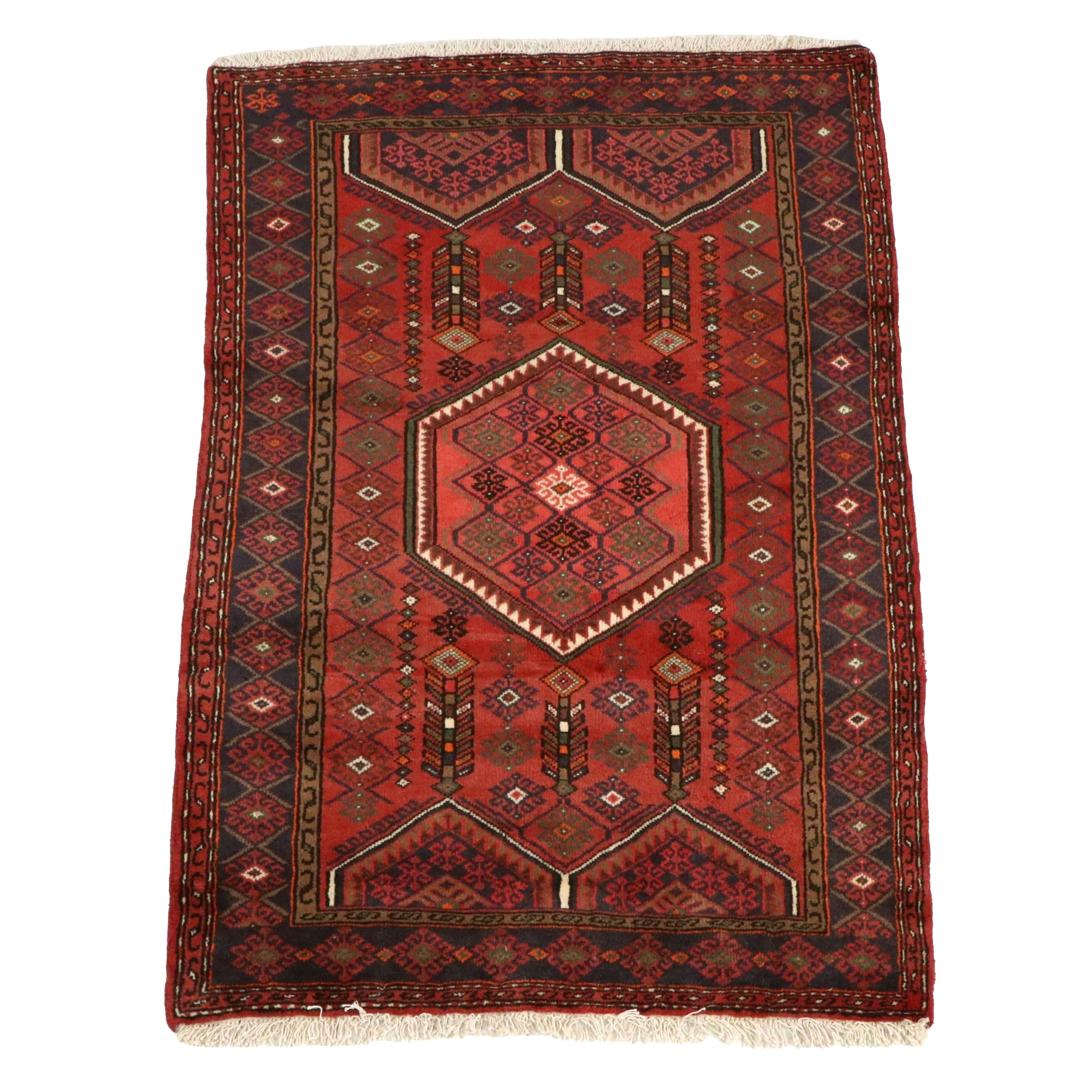 4'3 x 6'6 Hand-Knotted Persian Hamadan Area Rug