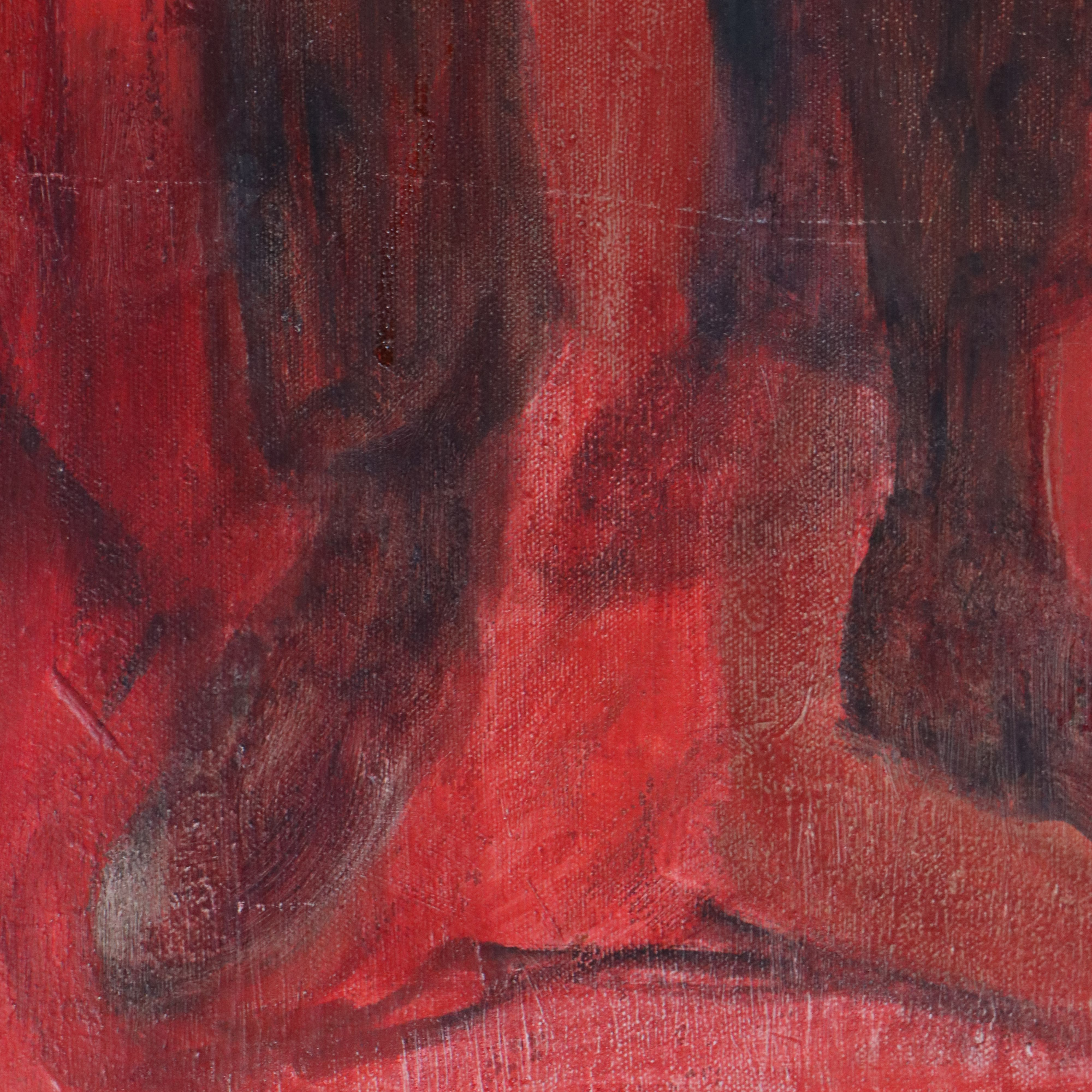 Modernist Figurative Oil Painting of Two Musicians