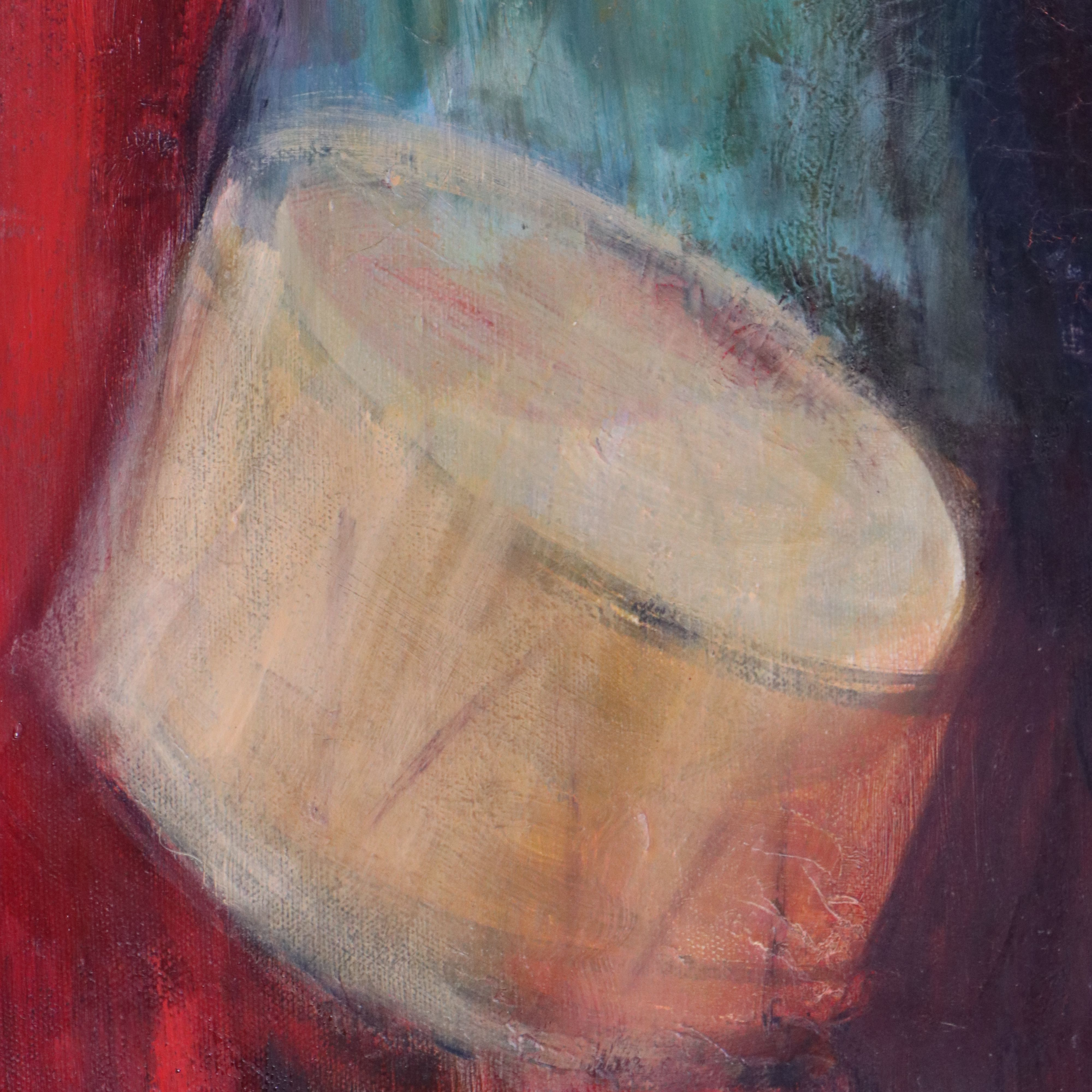 Modernist Figurative Oil Painting of Two Musicians