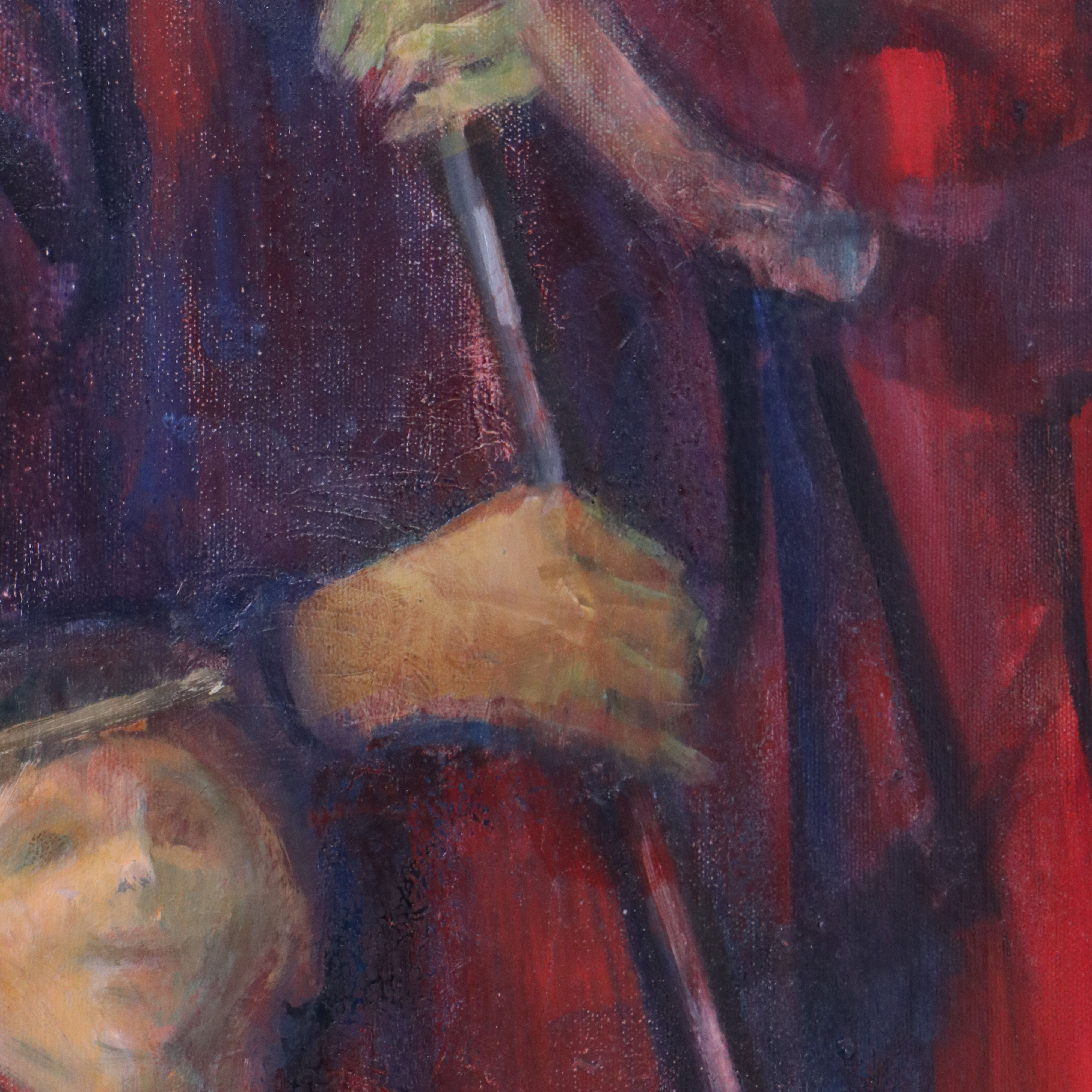 Modernist Figurative Oil Painting of Two Musicians