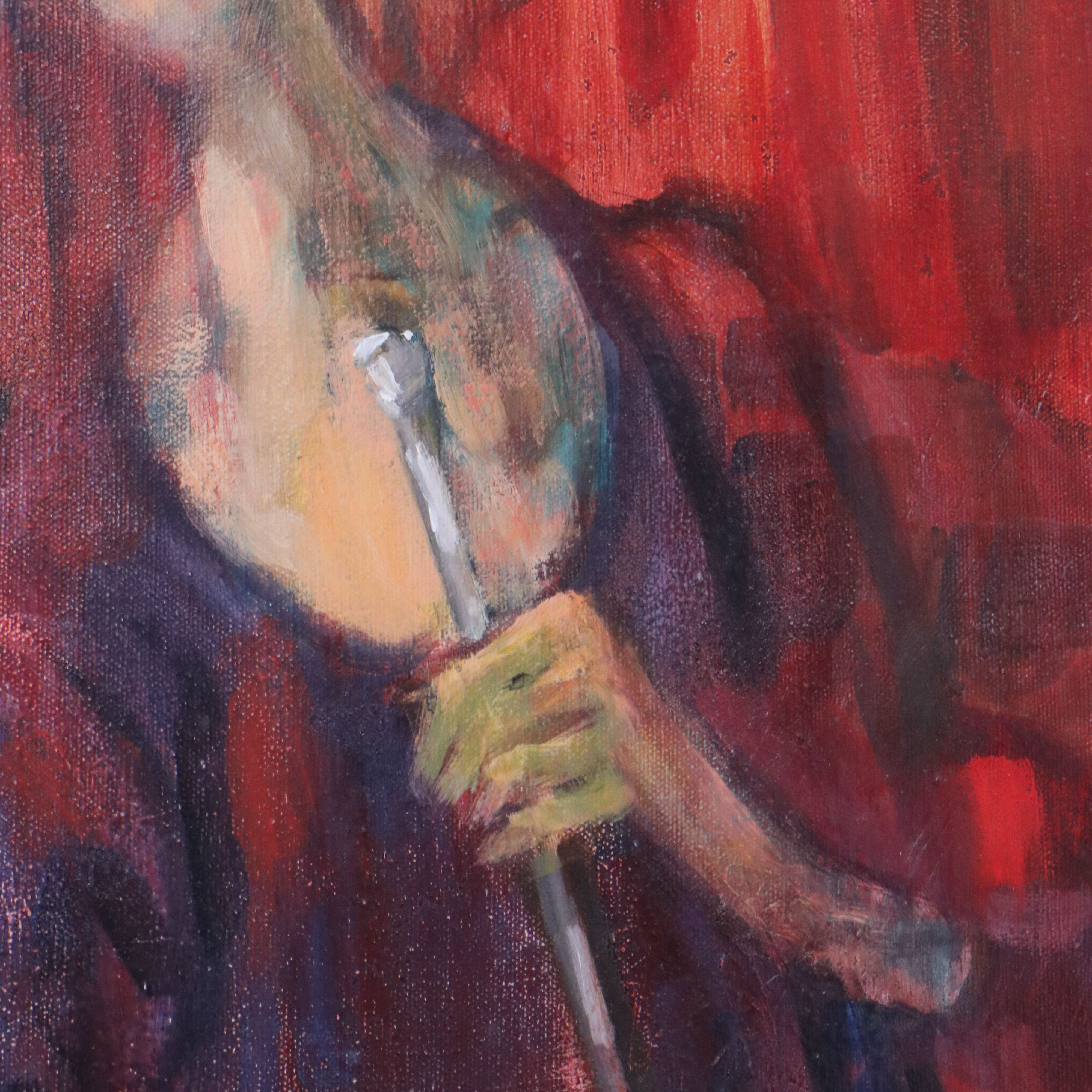 Modernist Figurative Oil Painting of Two Musicians