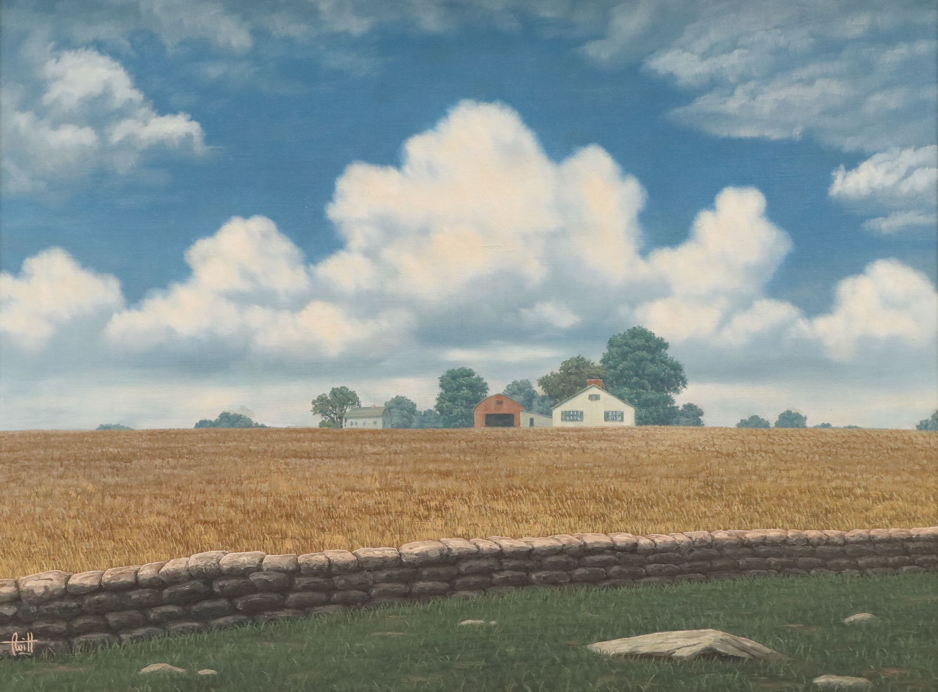 Oil Painting of Farm Landscape, Late 20th to Early 21st Century