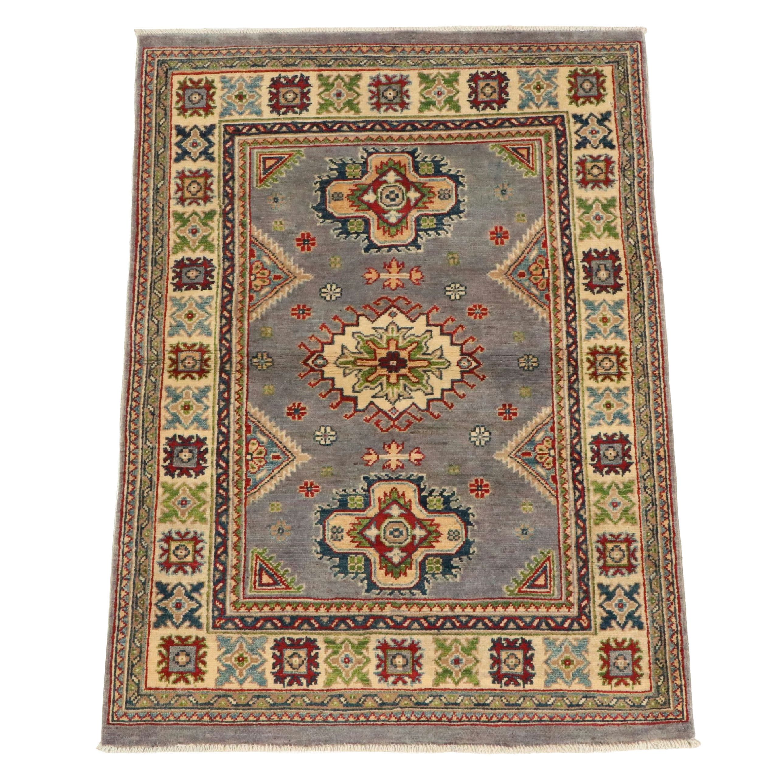 3'6 x 5'1 Hand-Knotted Pakistani Kazak Style Accent Rug