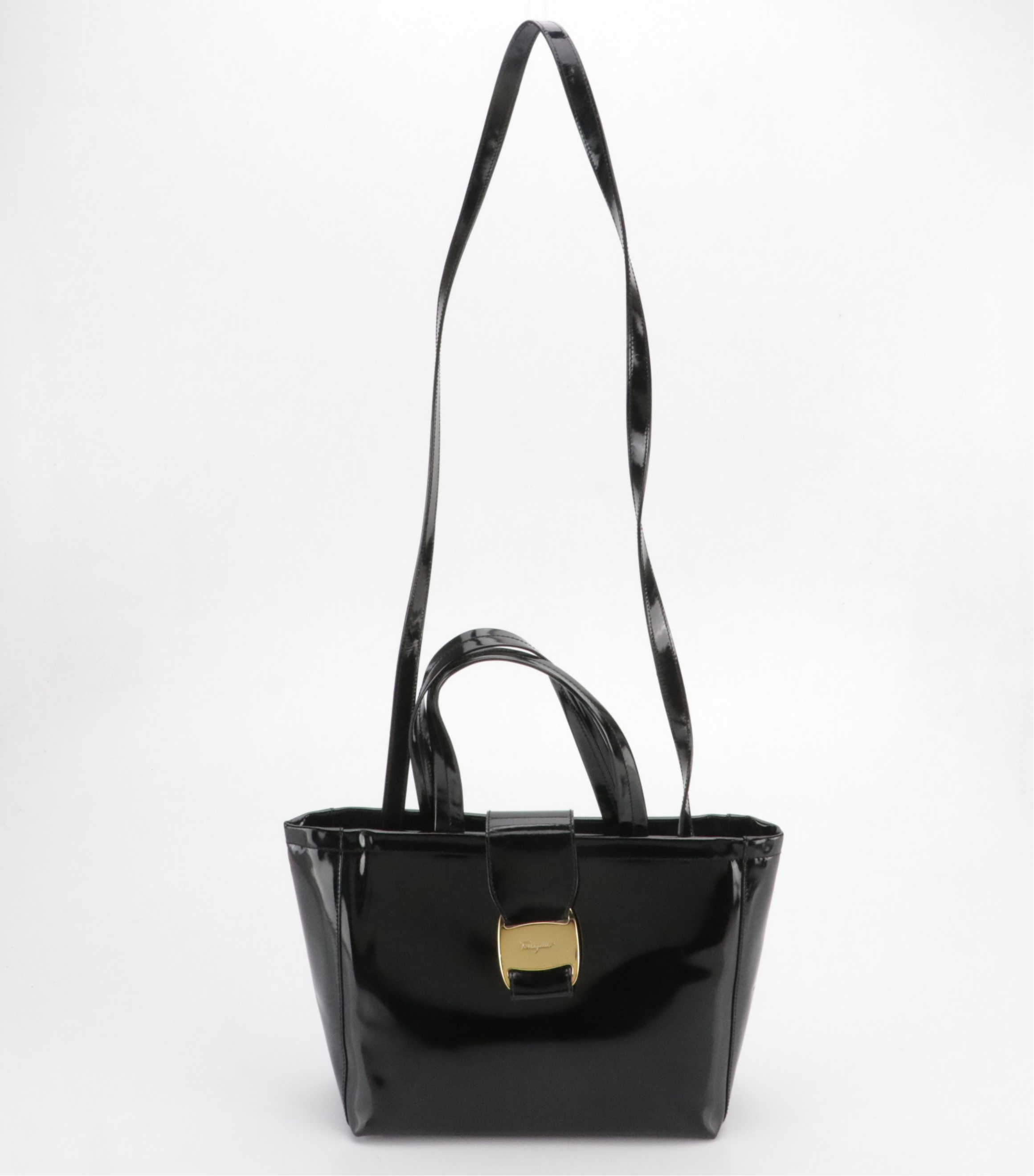 Salvatore Ferragamo Vara Buckle Two-Way Tote Bag in Patent Leather