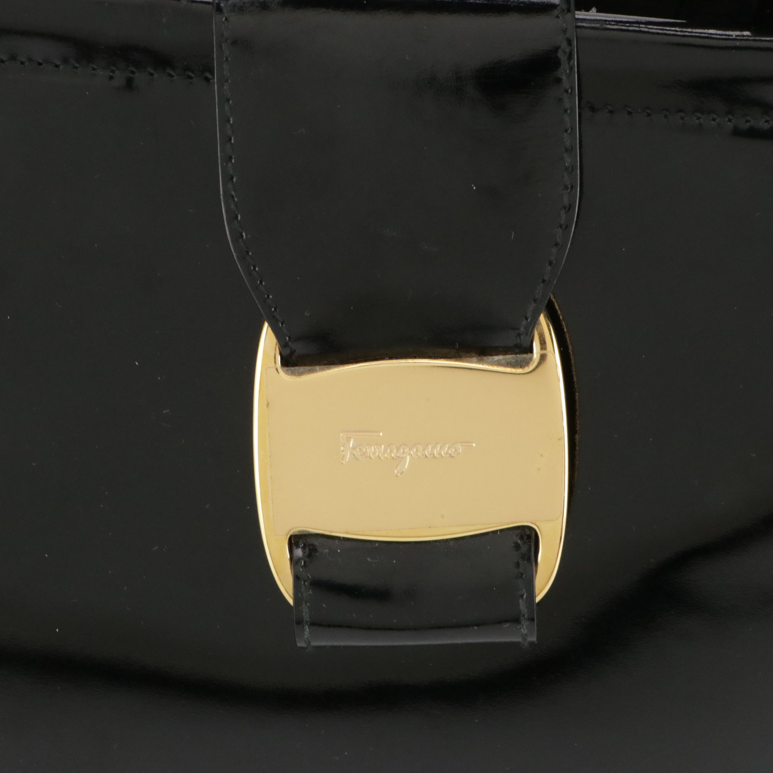 Salvatore Ferragamo Vara Buckle Two-Way Tote Bag in Patent Leather