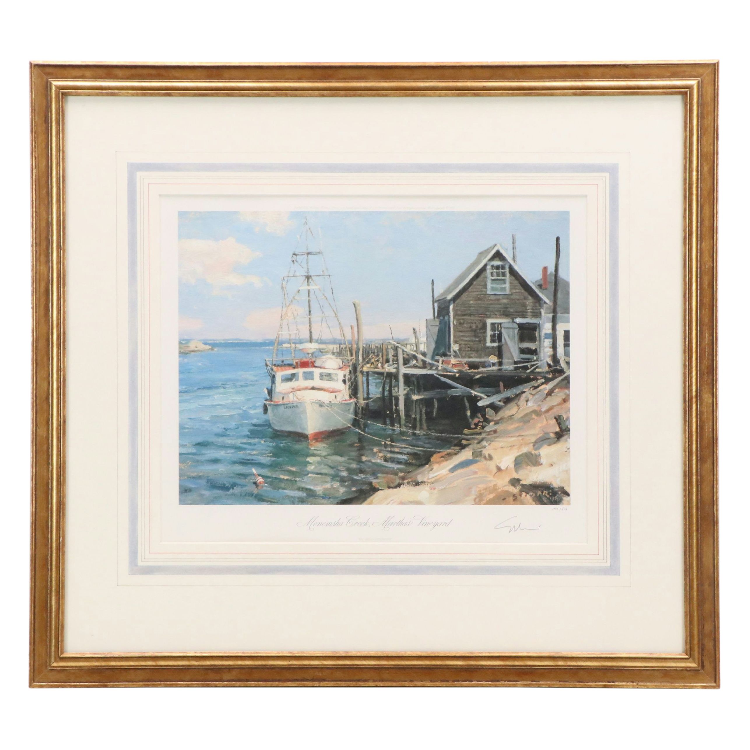 John Stobart Offset Lithograph "Menemsha Creek, Martha's Vineyard," 1989