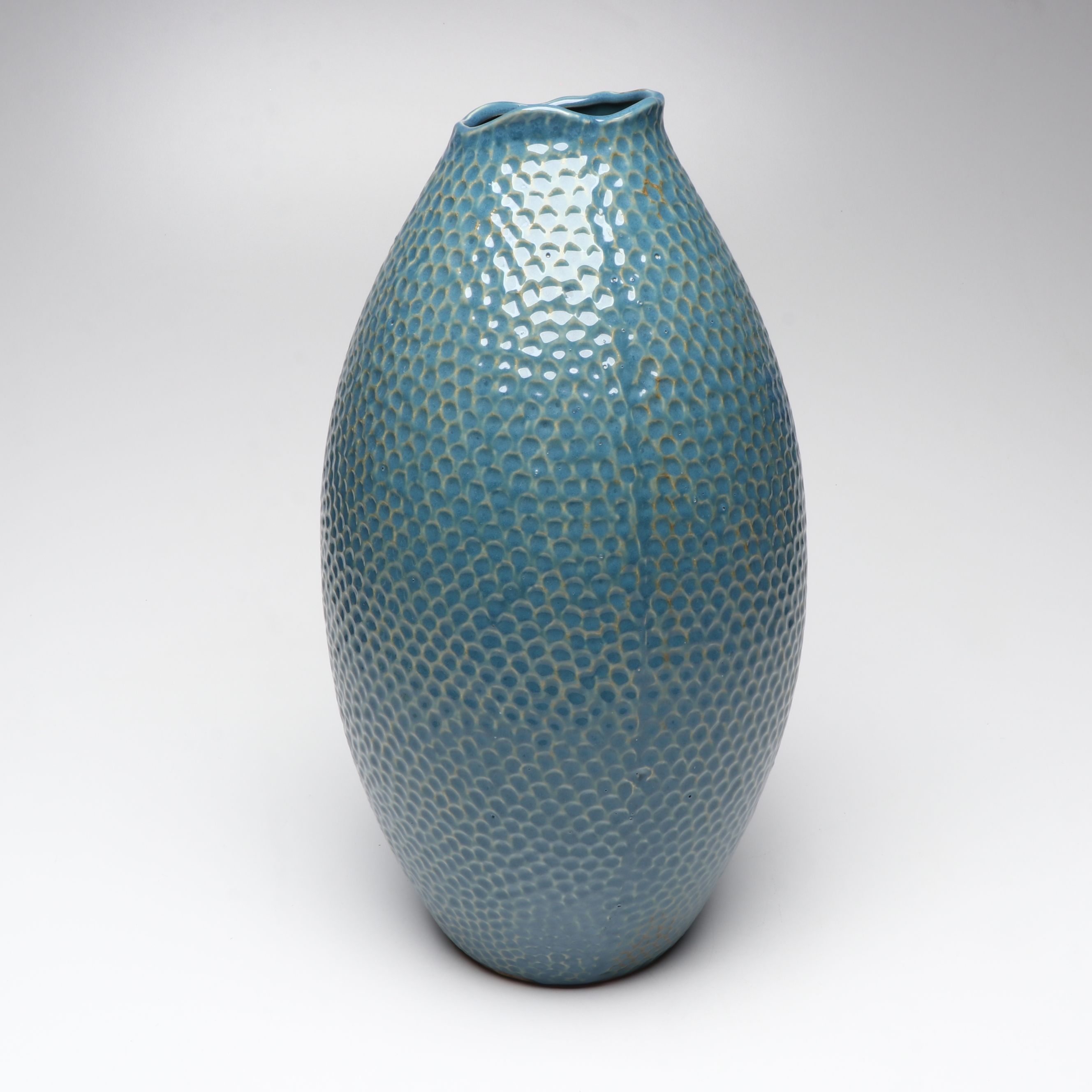 Arhaus "Eva" Round and Tall Vases with Other Blue Ceramic Vase