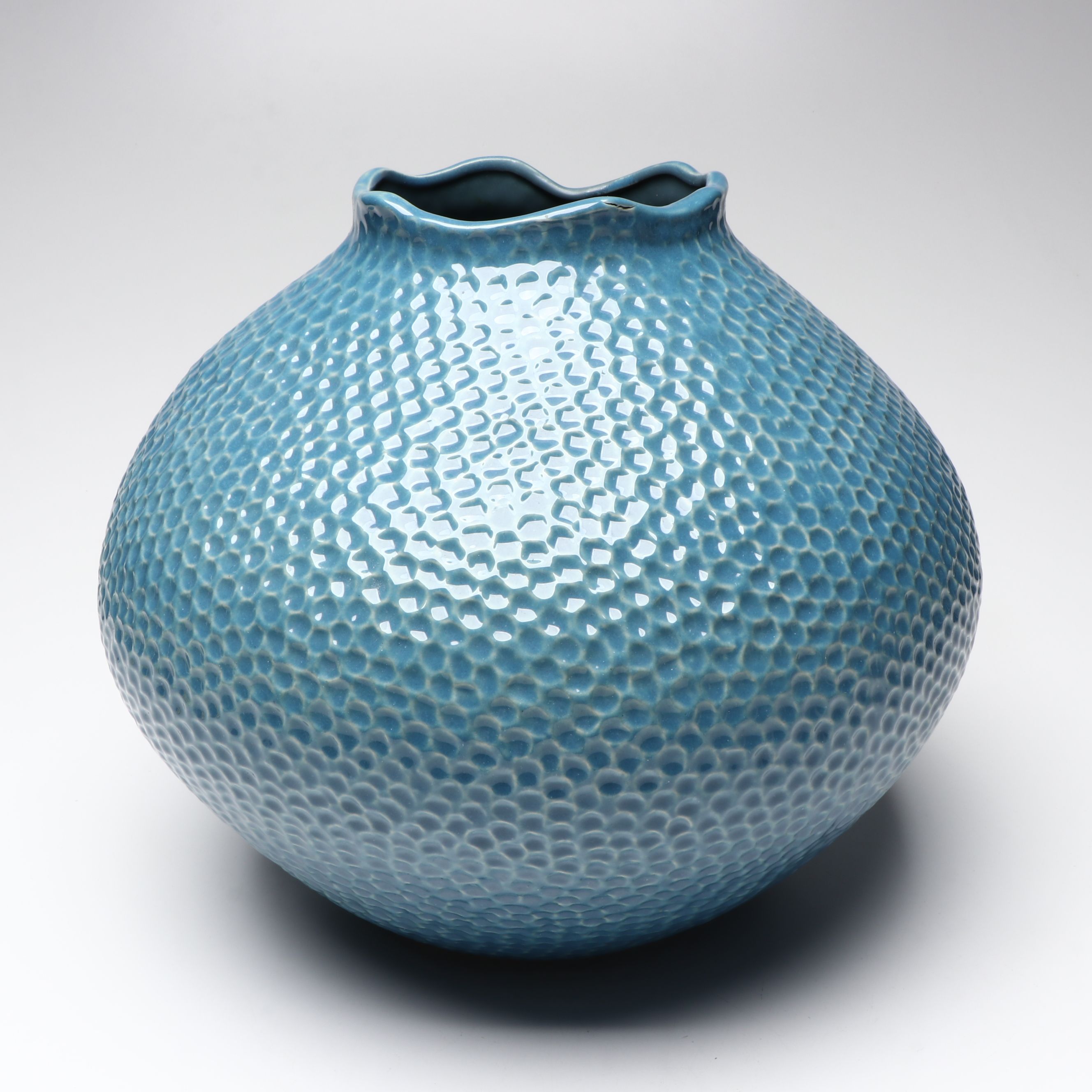 Arhaus "Eva" Round and Tall Vases with Other Blue Ceramic Vase