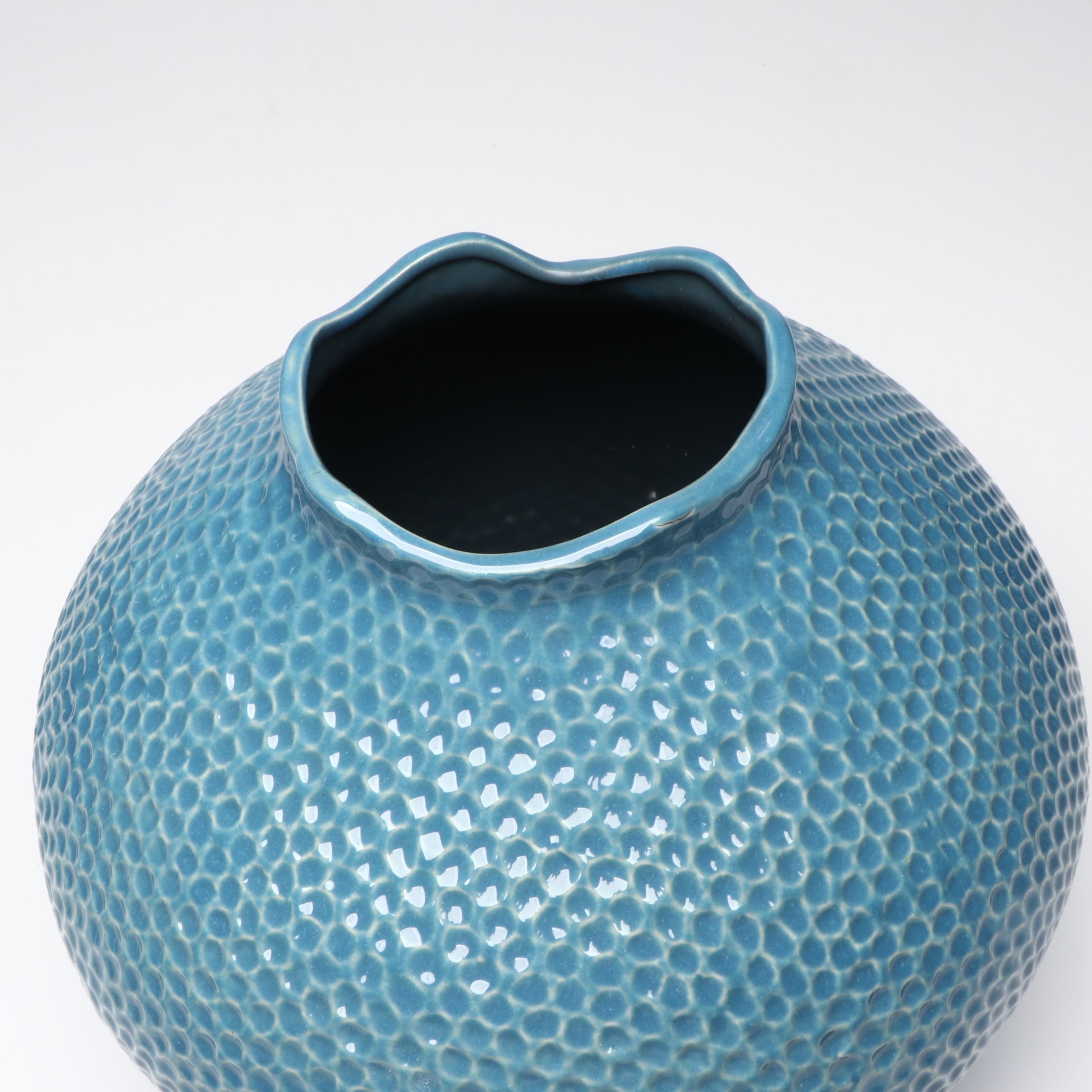 Arhaus "Eva" Round and Tall Vases with Other Blue Ceramic Vase