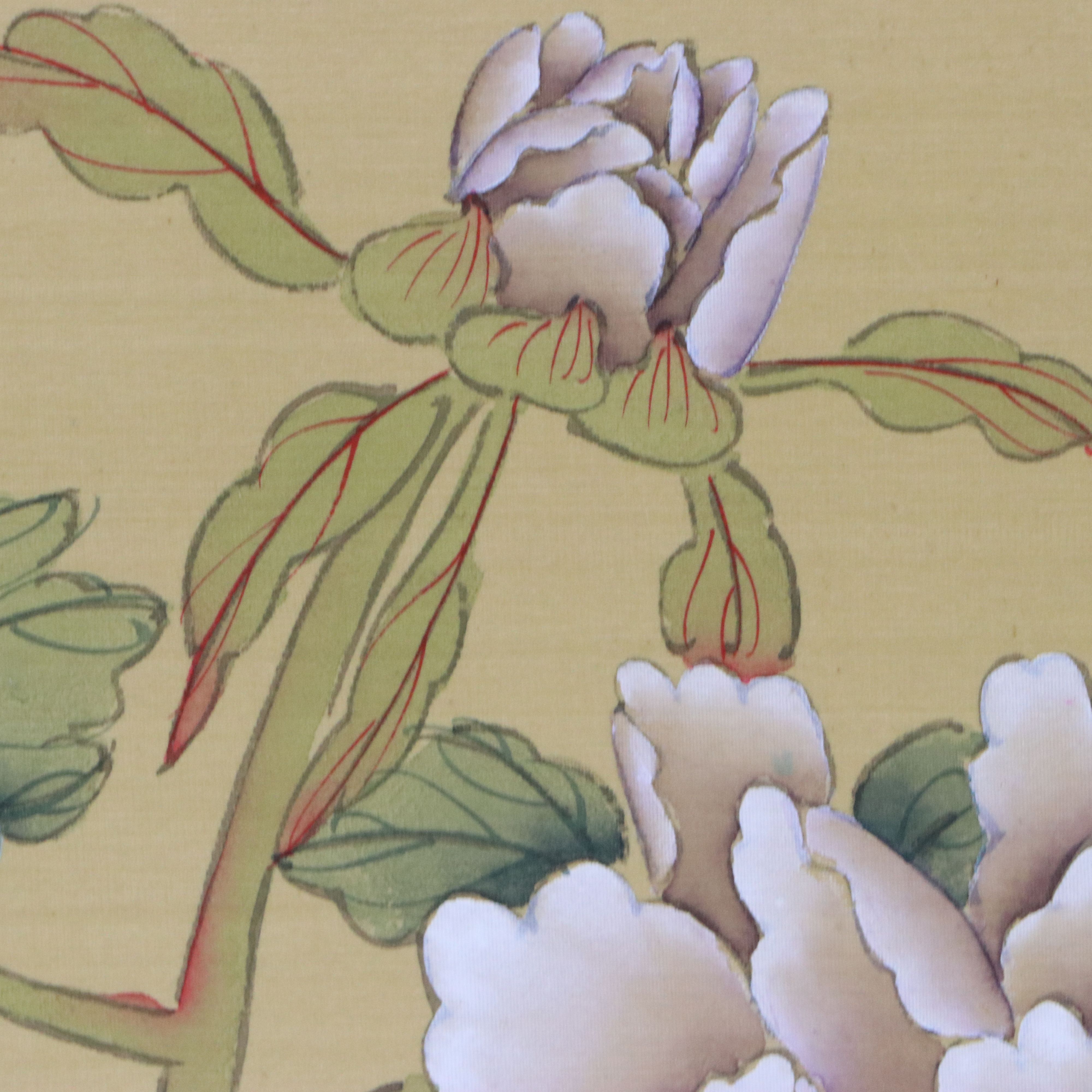 Chinese School Gouache Painting of Peony with Butterflies