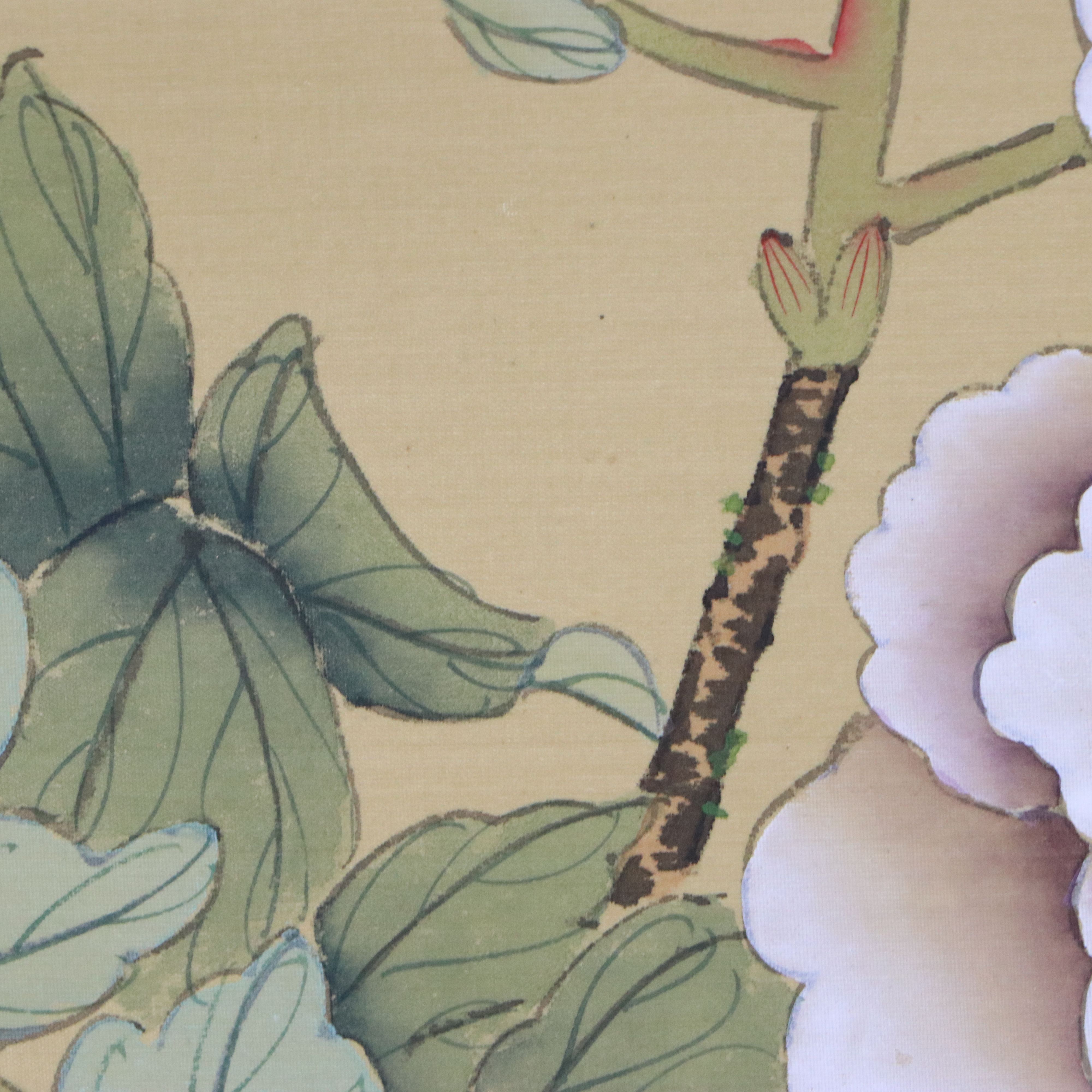 Chinese School Gouache Painting of Peony with Butterflies