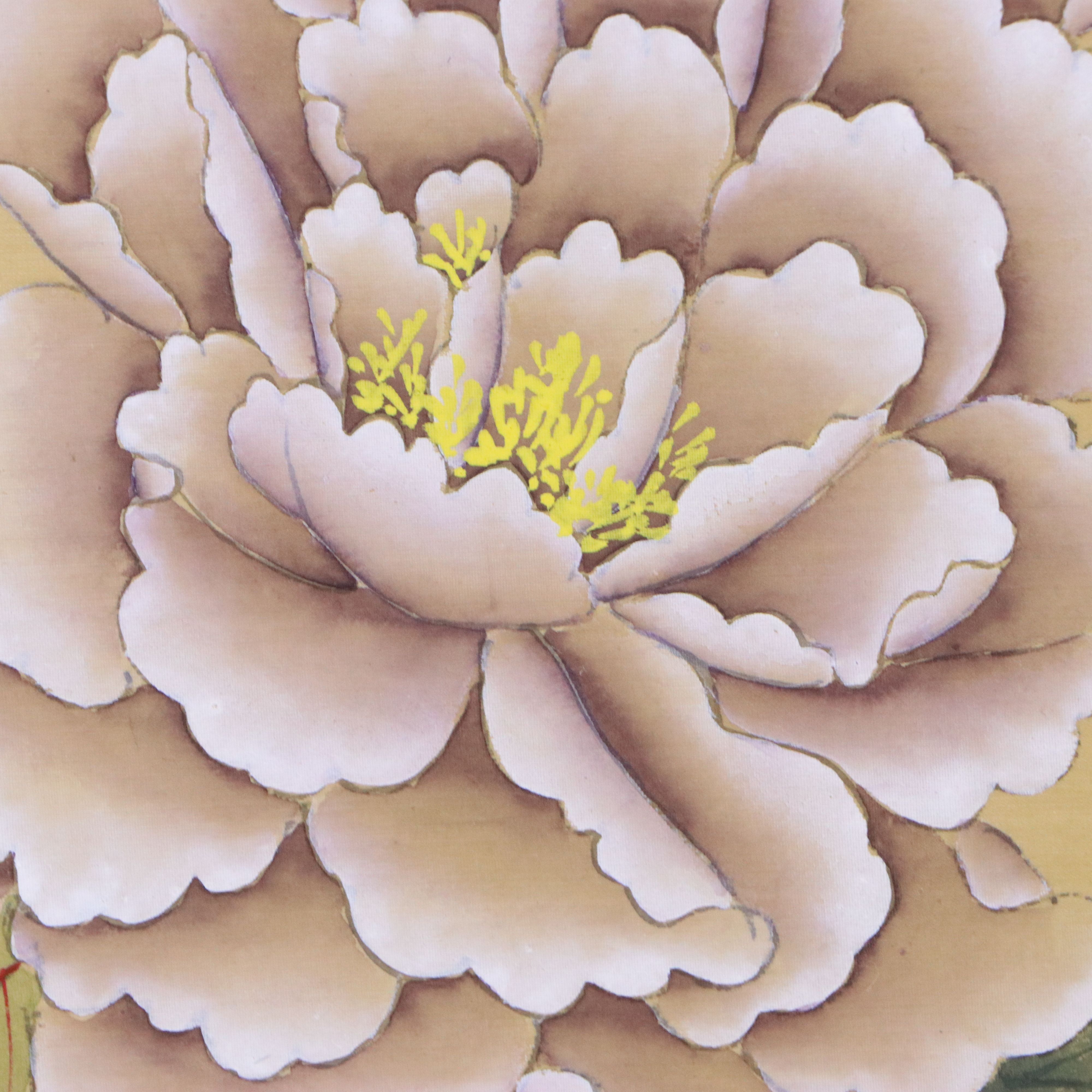 Chinese School Gouache Painting of Peony with Butterflies