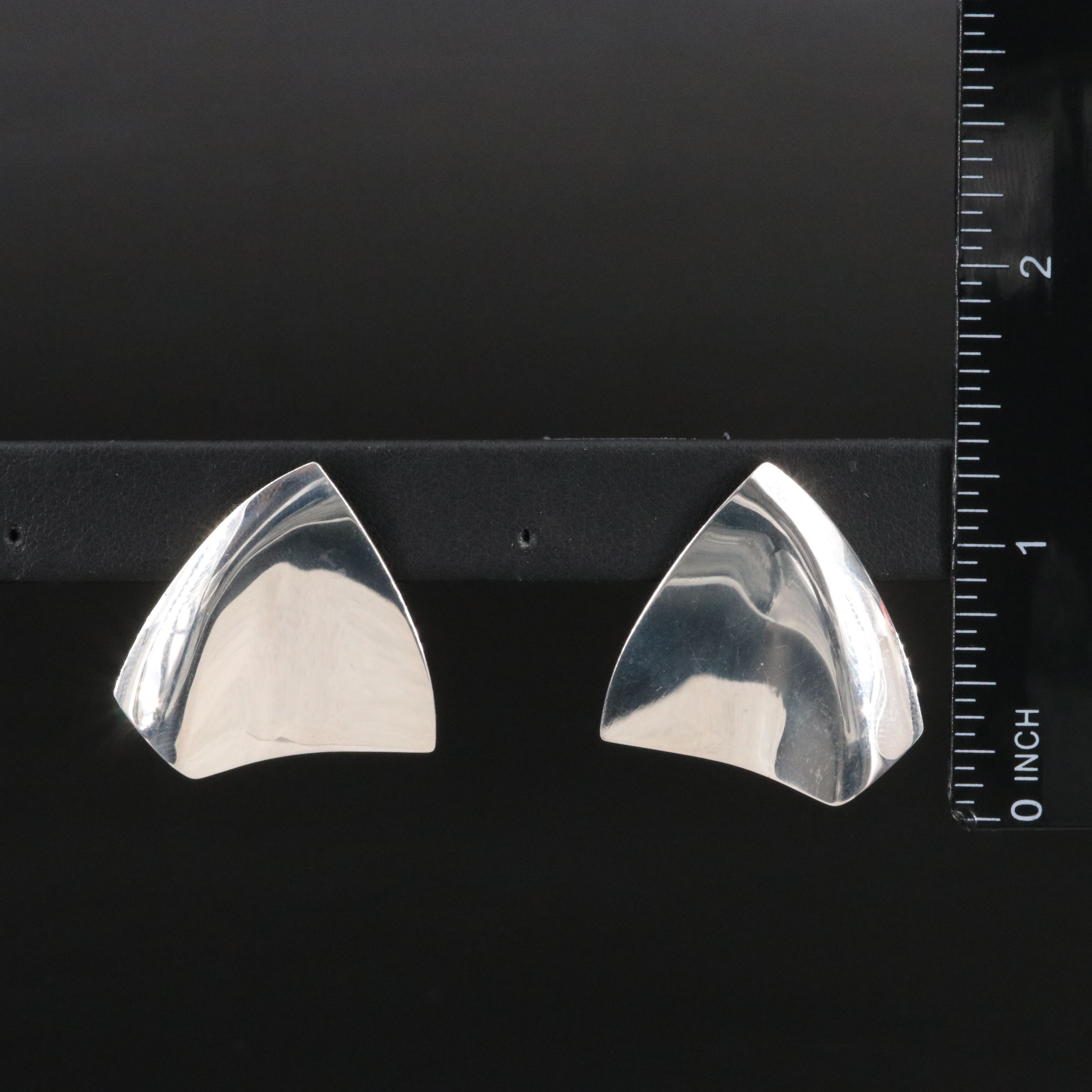 Sterling Triangular Wave Earrings