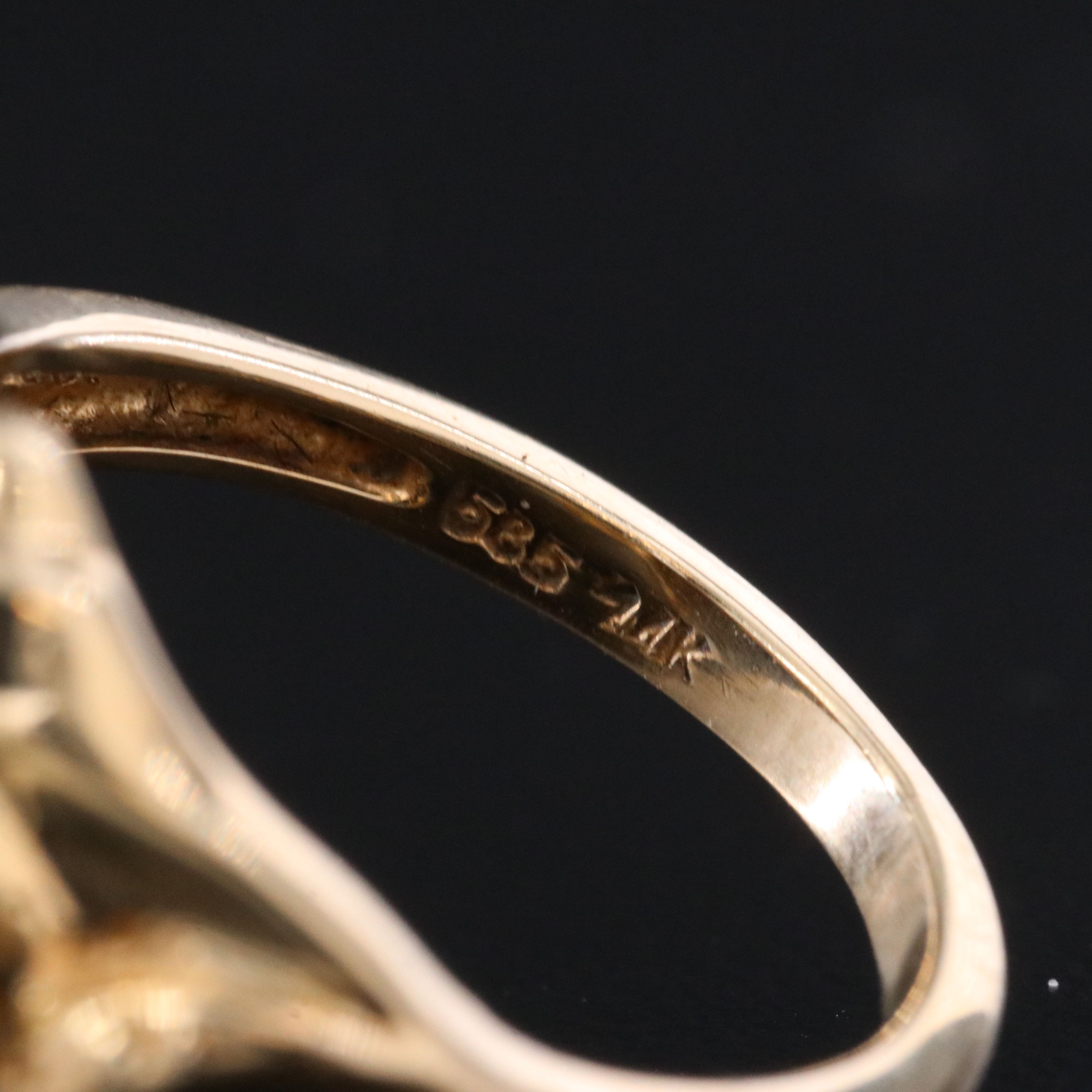 14K Opal Doublet and Diamond Ring