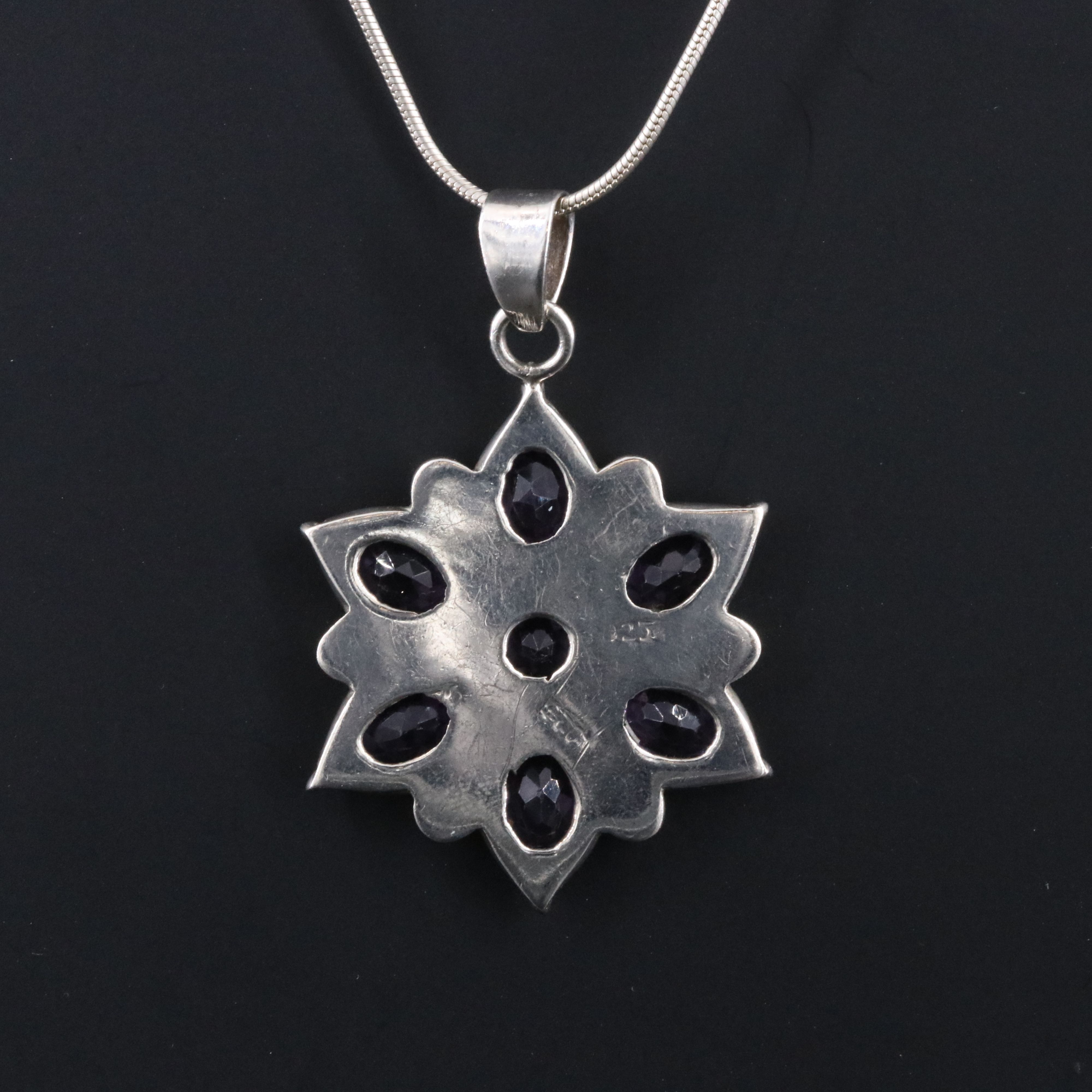 Sterling Amethyst Floral Pendant Necklace