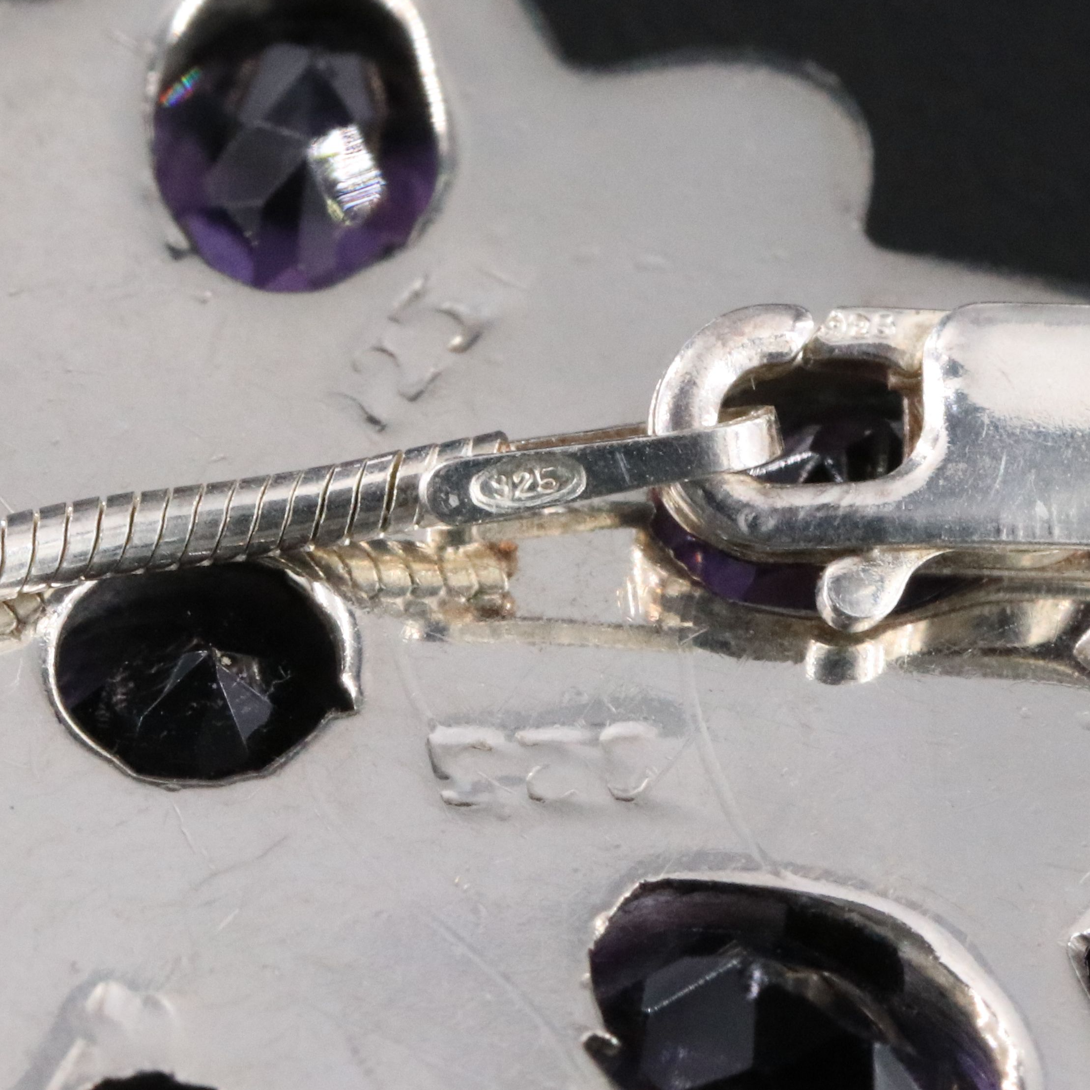 Sterling Amethyst Floral Pendant Necklace