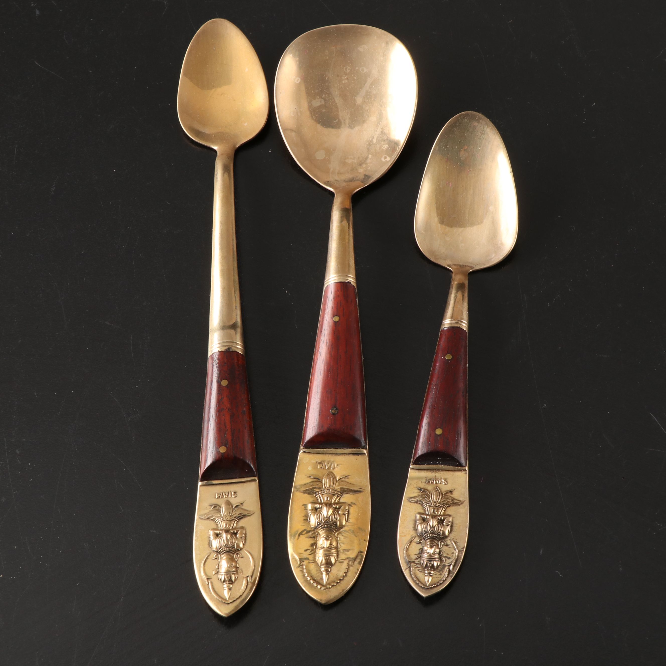 Thai Bronzeware and Rosewood Flatware Service with Thephanom Handles