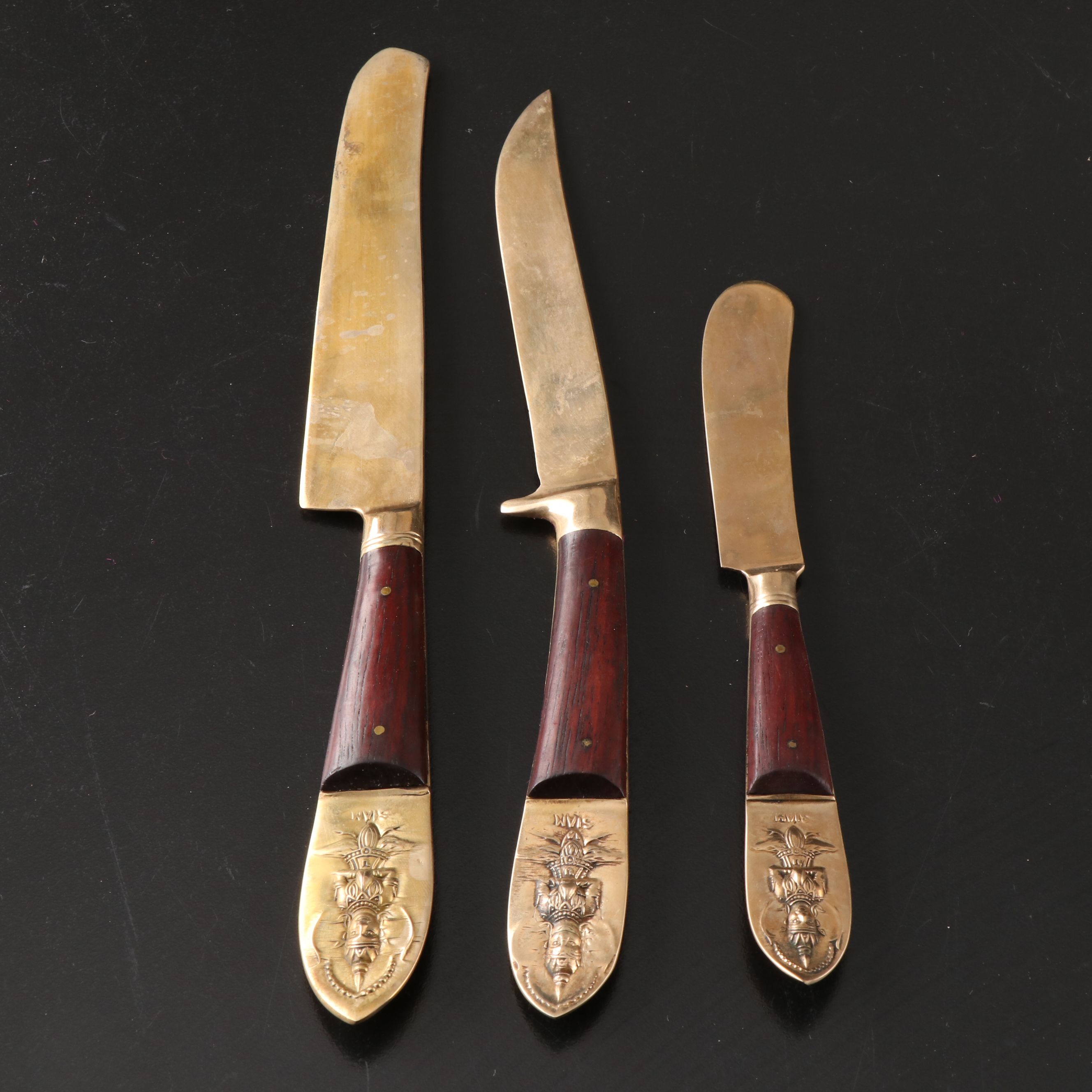 Thai Bronzeware and Rosewood Flatware Service with Thephanom Handles