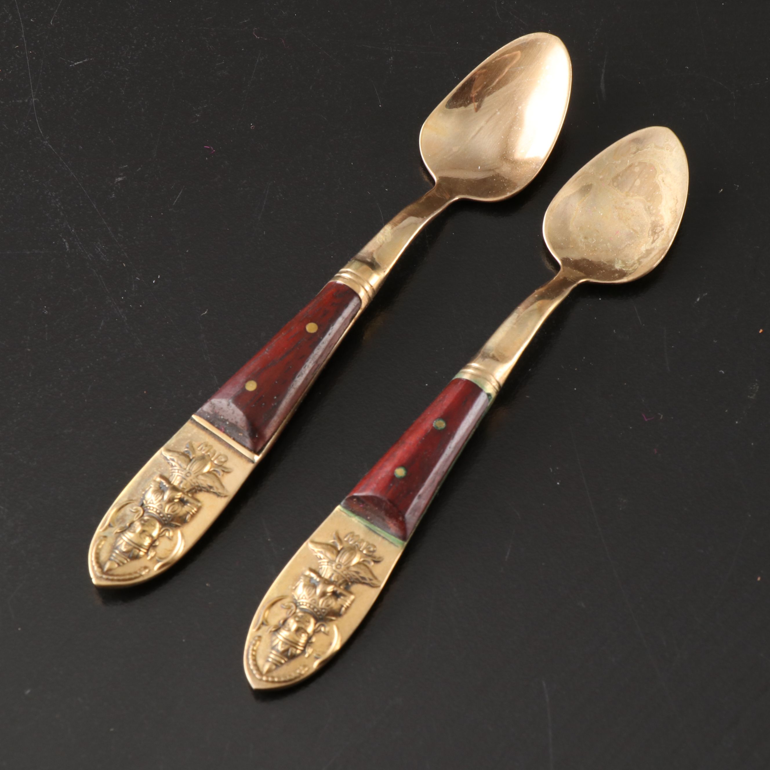 Thai Bronzeware and Rosewood Flatware Service with Thephanom Handles
