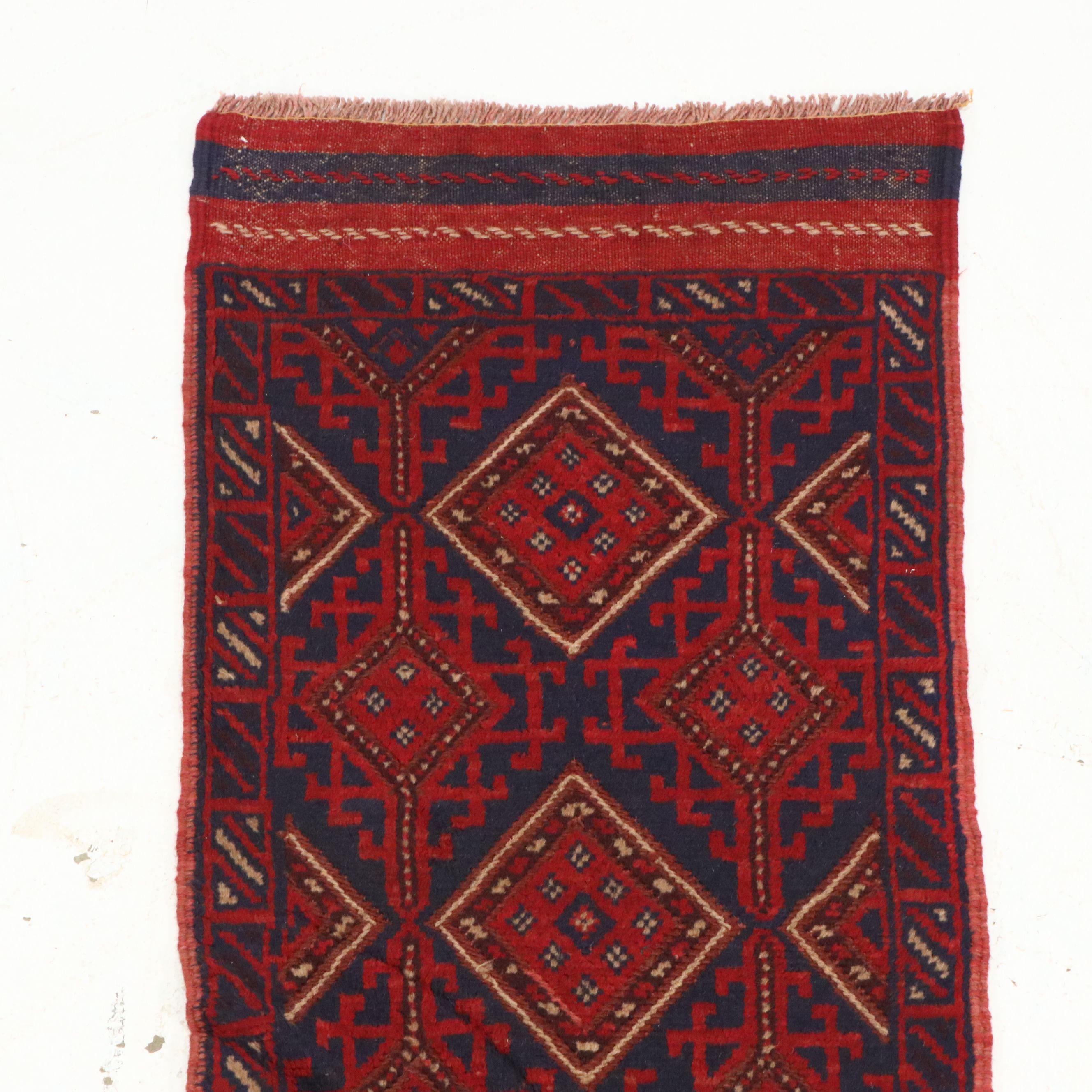 1'10 x 8'3 Handmade Afghan Mashwani Carpet Runner