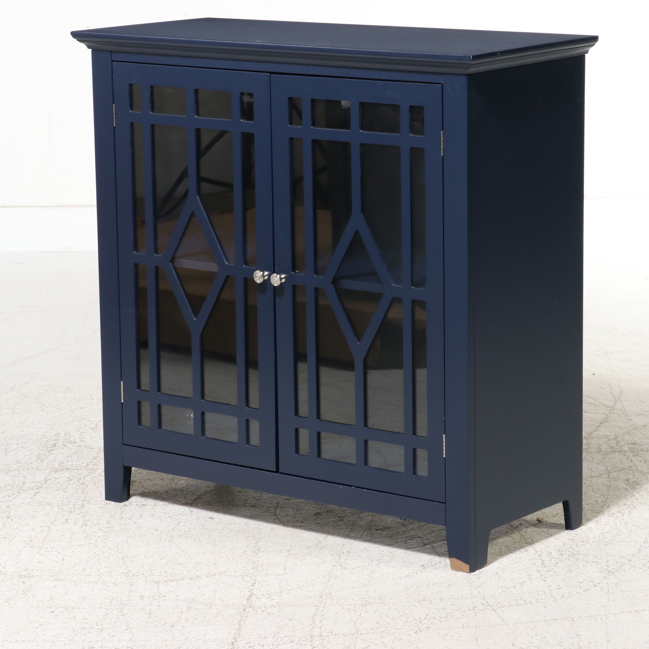 Sauder "Harvey Park" Navy Blue Fretwork Accent Cabinet