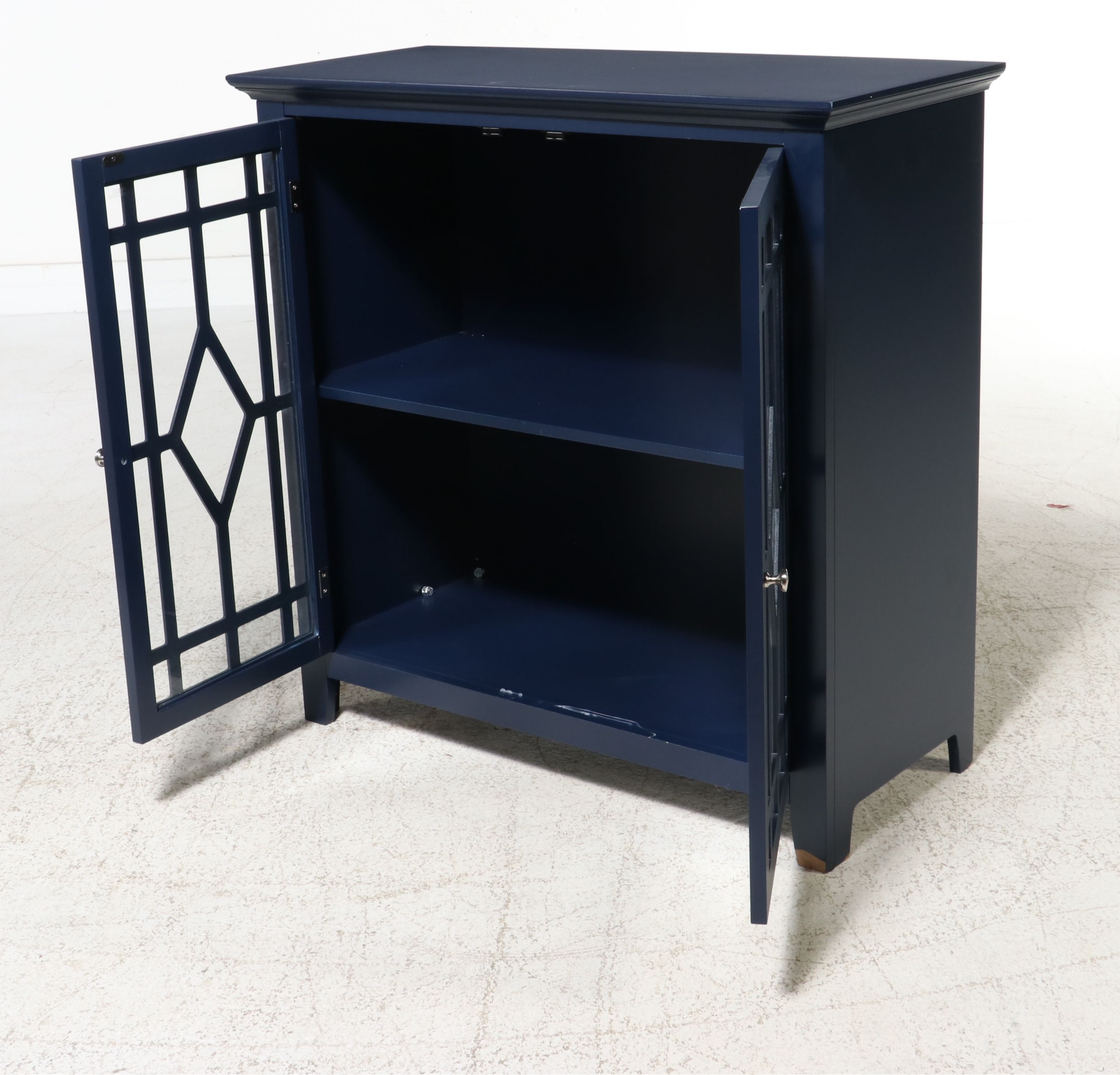 Sauder "Harvey Park" Navy Blue Fretwork Accent Cabinet