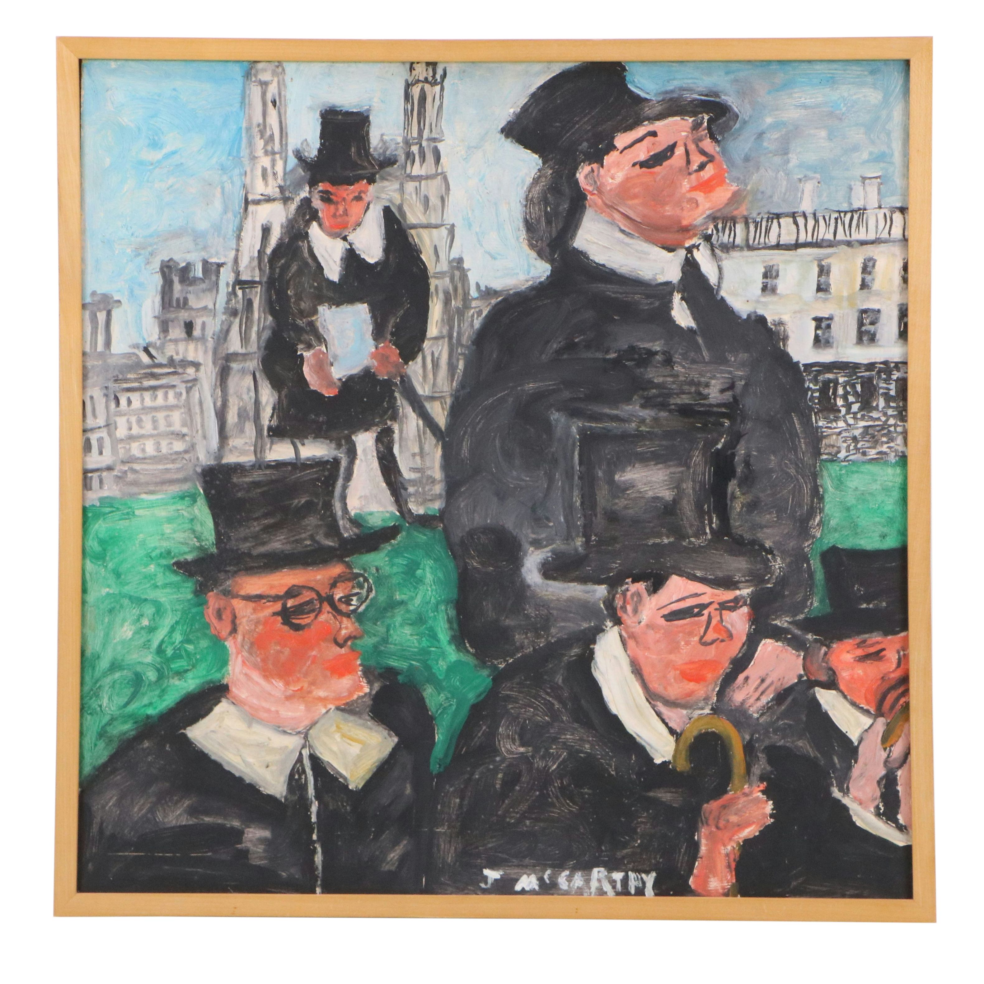 Justin McCarthy Oil Painting "Top Hats," 1964