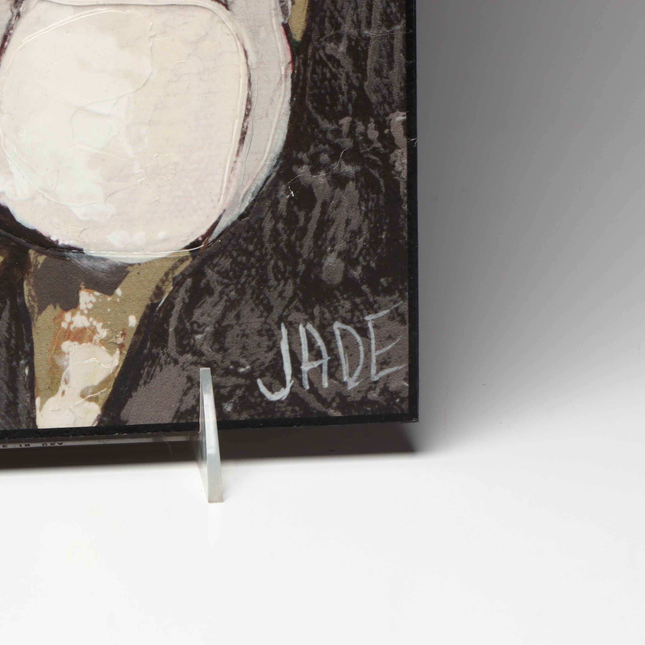 "Chickadee & Tulips" Embellished Print with Metal Vases and Bird Figurine