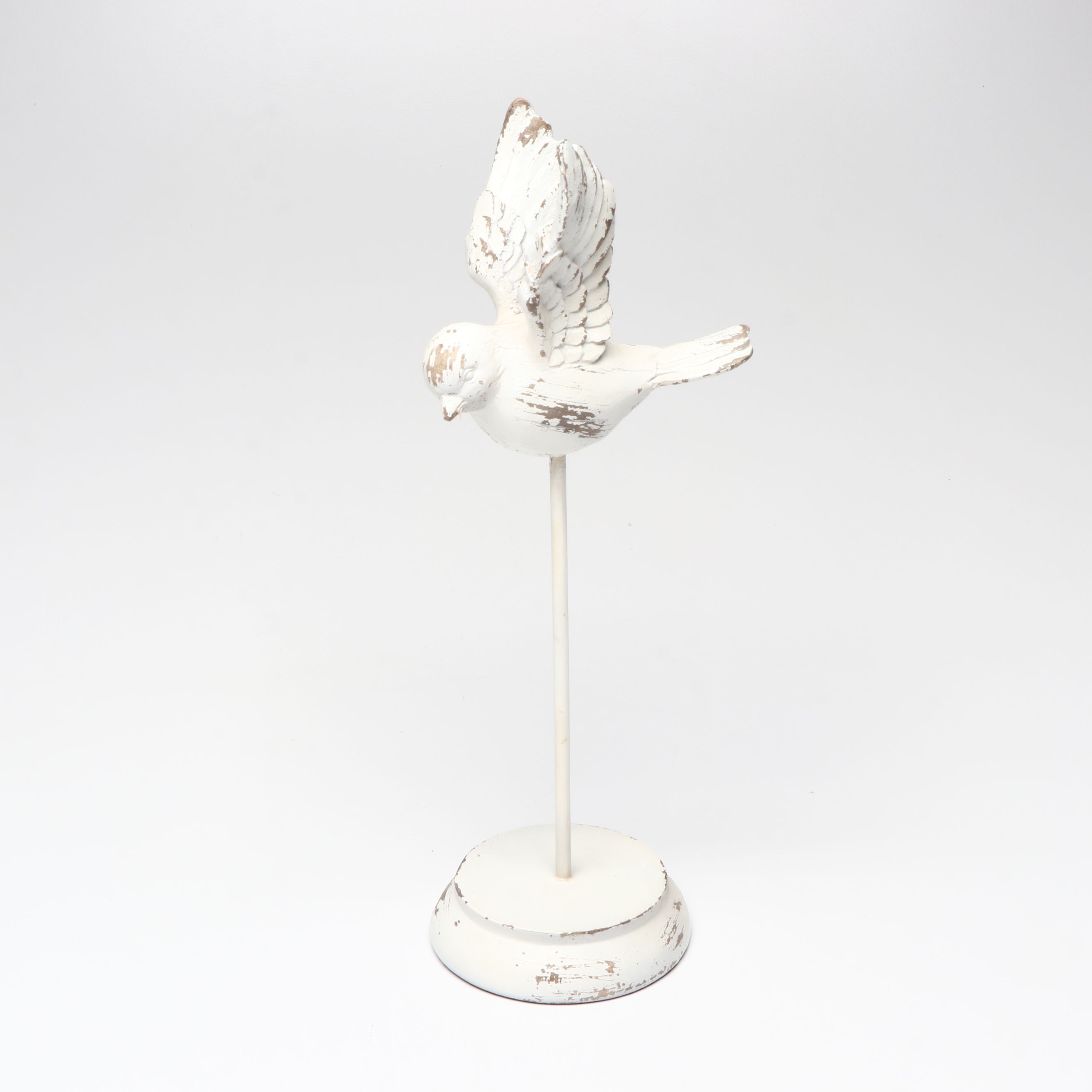 "Chickadee & Tulips" Embellished Print with Metal Vases and Bird Figurine