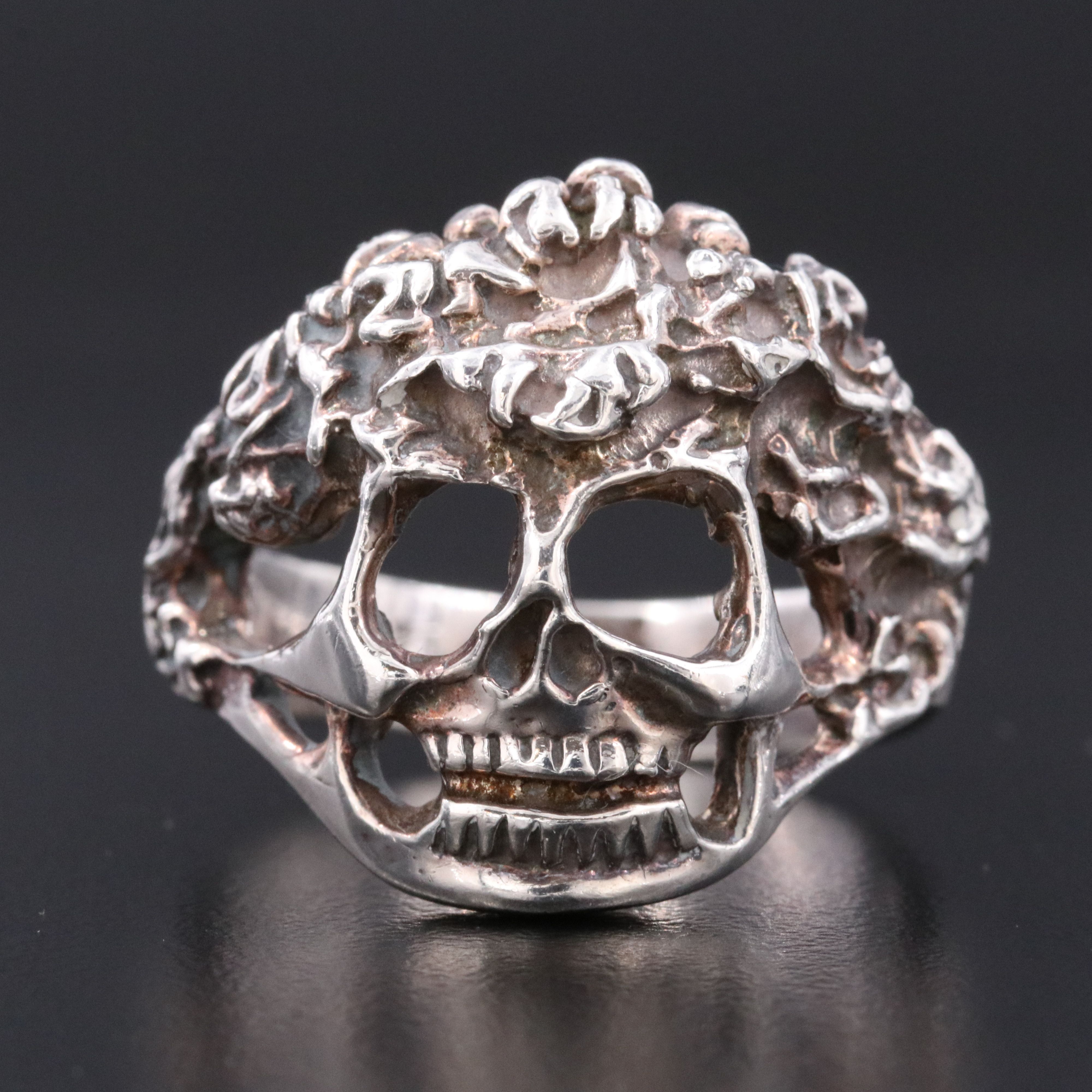 Mexican Sterling Crowned Skull Ring