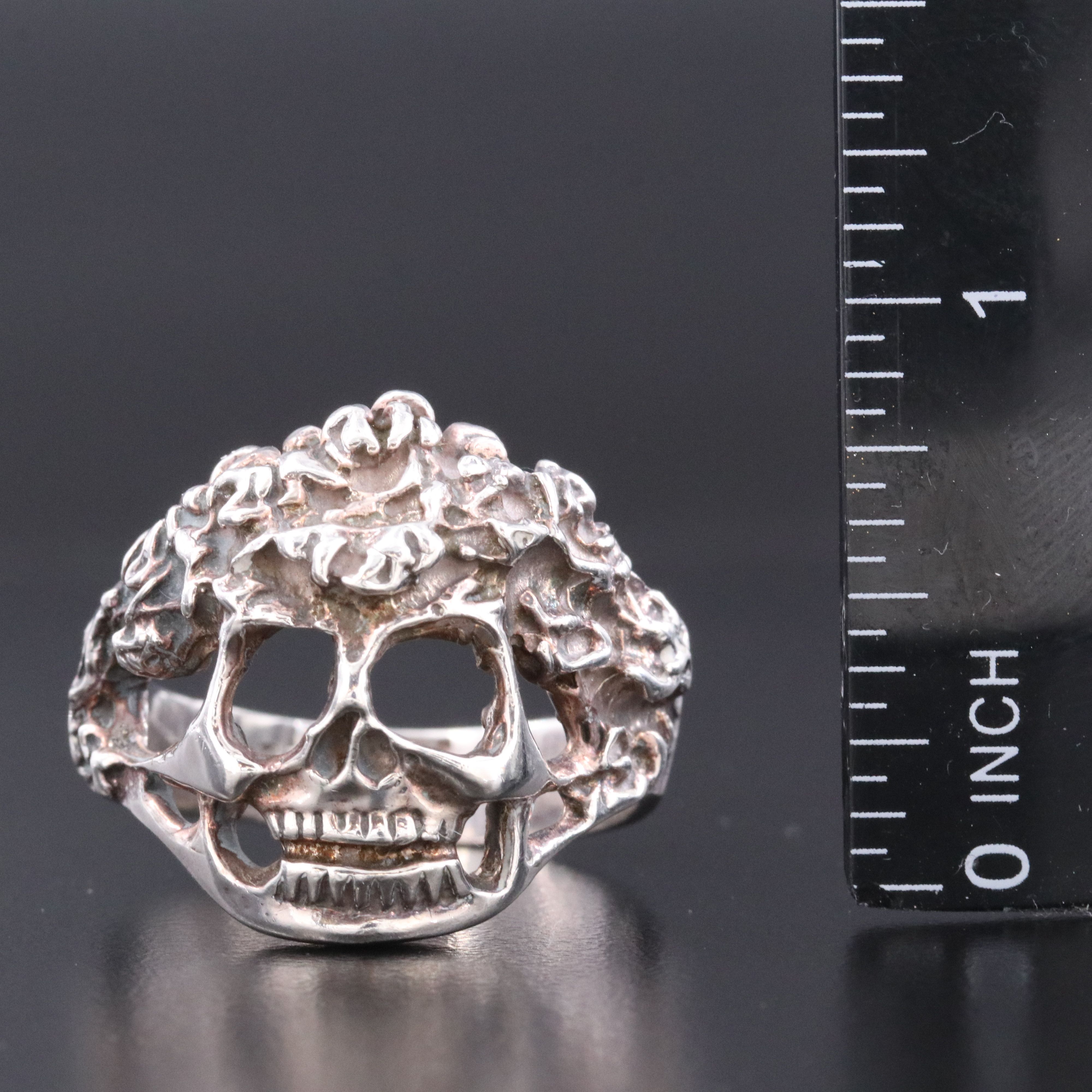 Mexican Sterling Crowned Skull Ring