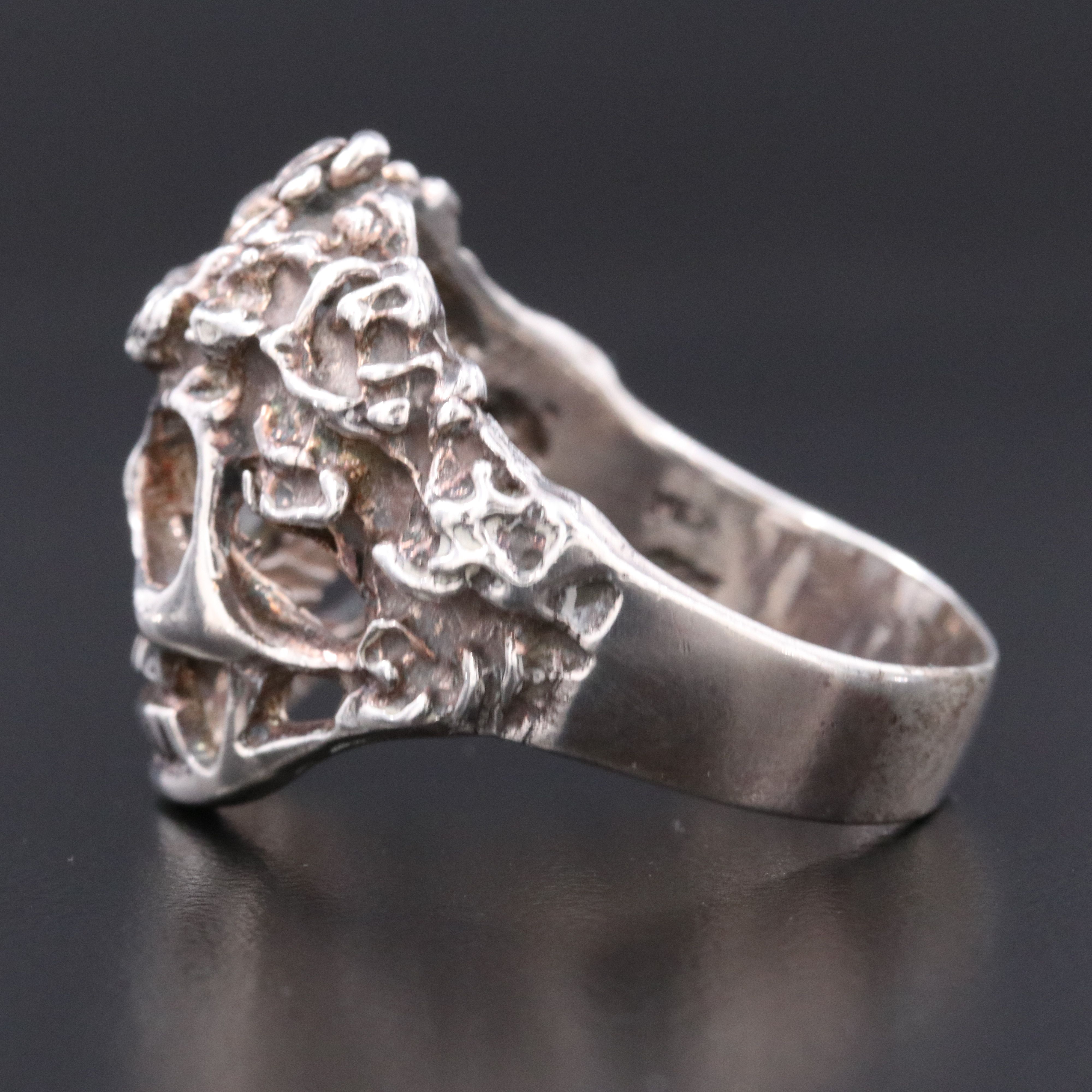 Mexican Sterling Crowned Skull Ring