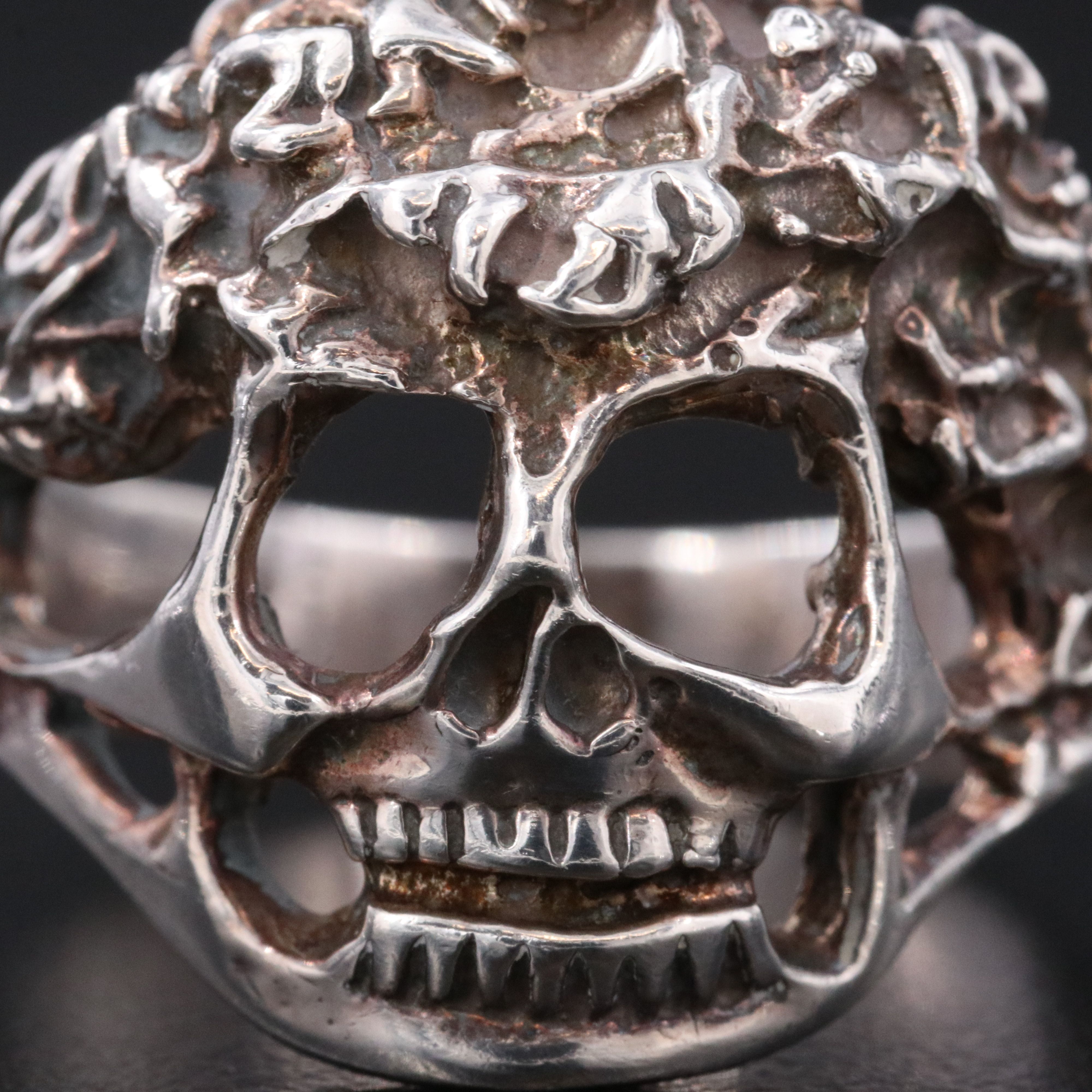 Mexican Sterling Crowned Skull Ring