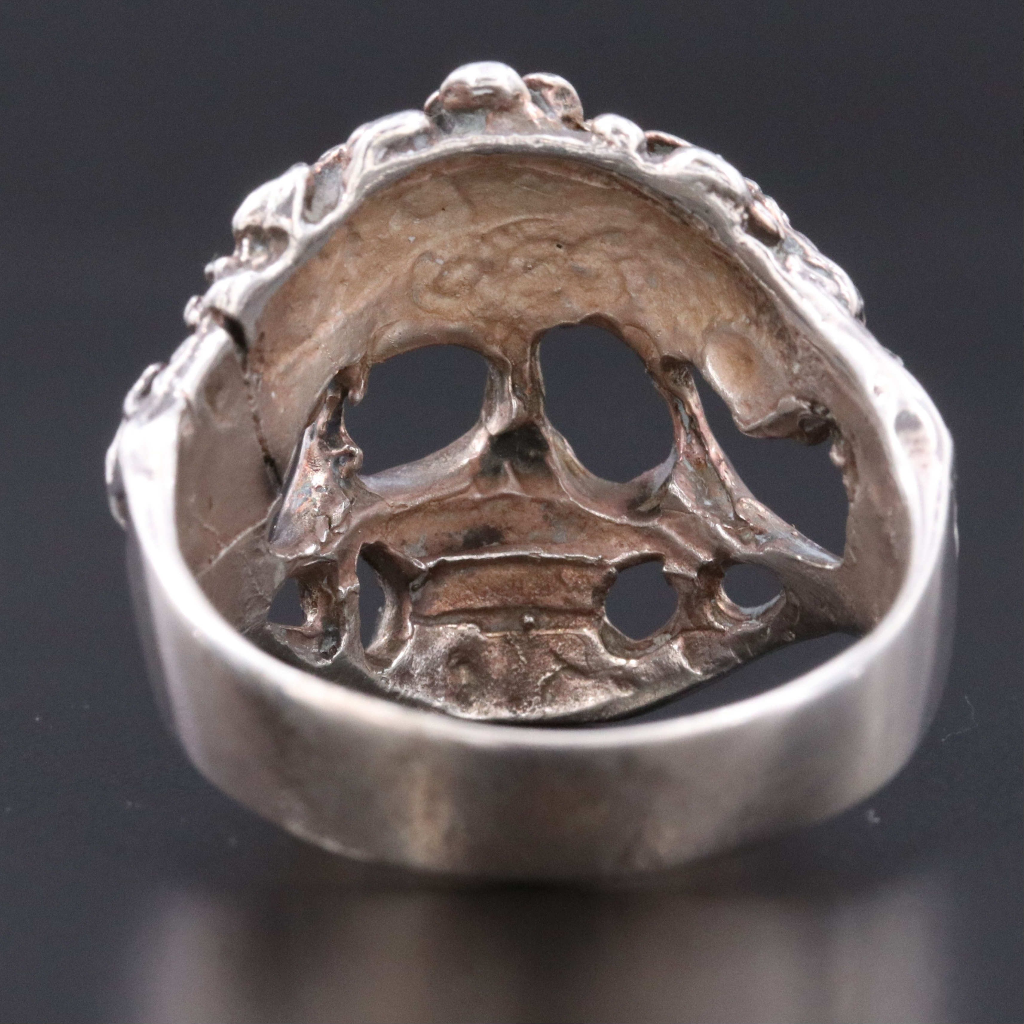 Mexican Sterling Crowned Skull Ring