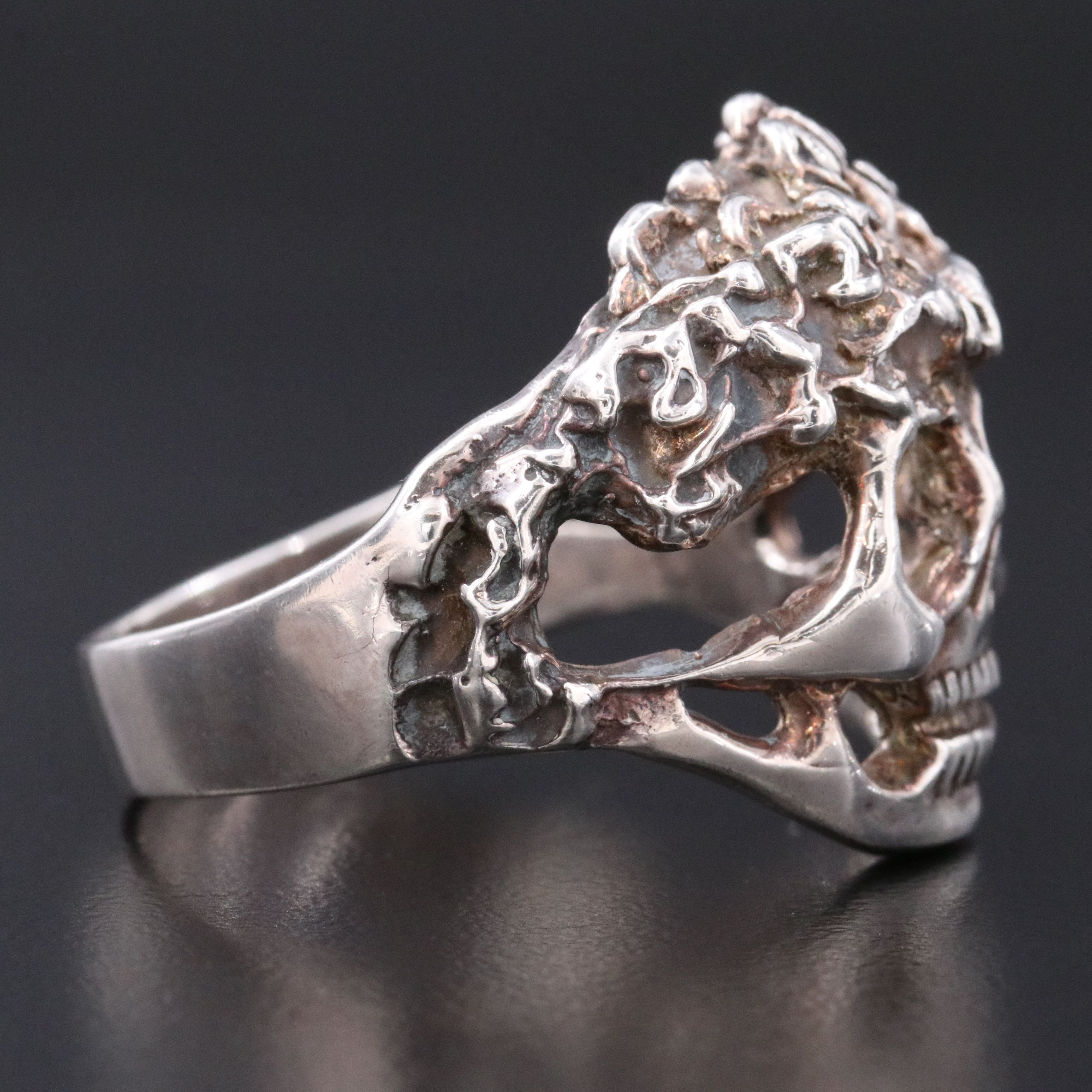 Mexican Sterling Crowned Skull Ring