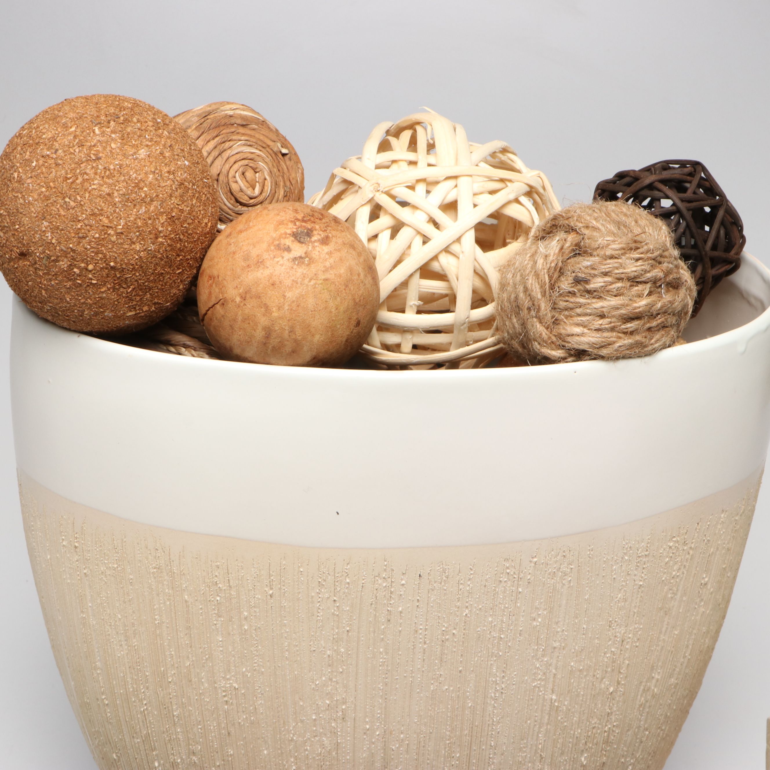 Persimmon Lane "Sunburst" Box with Natural Material Spheres and Other Décor