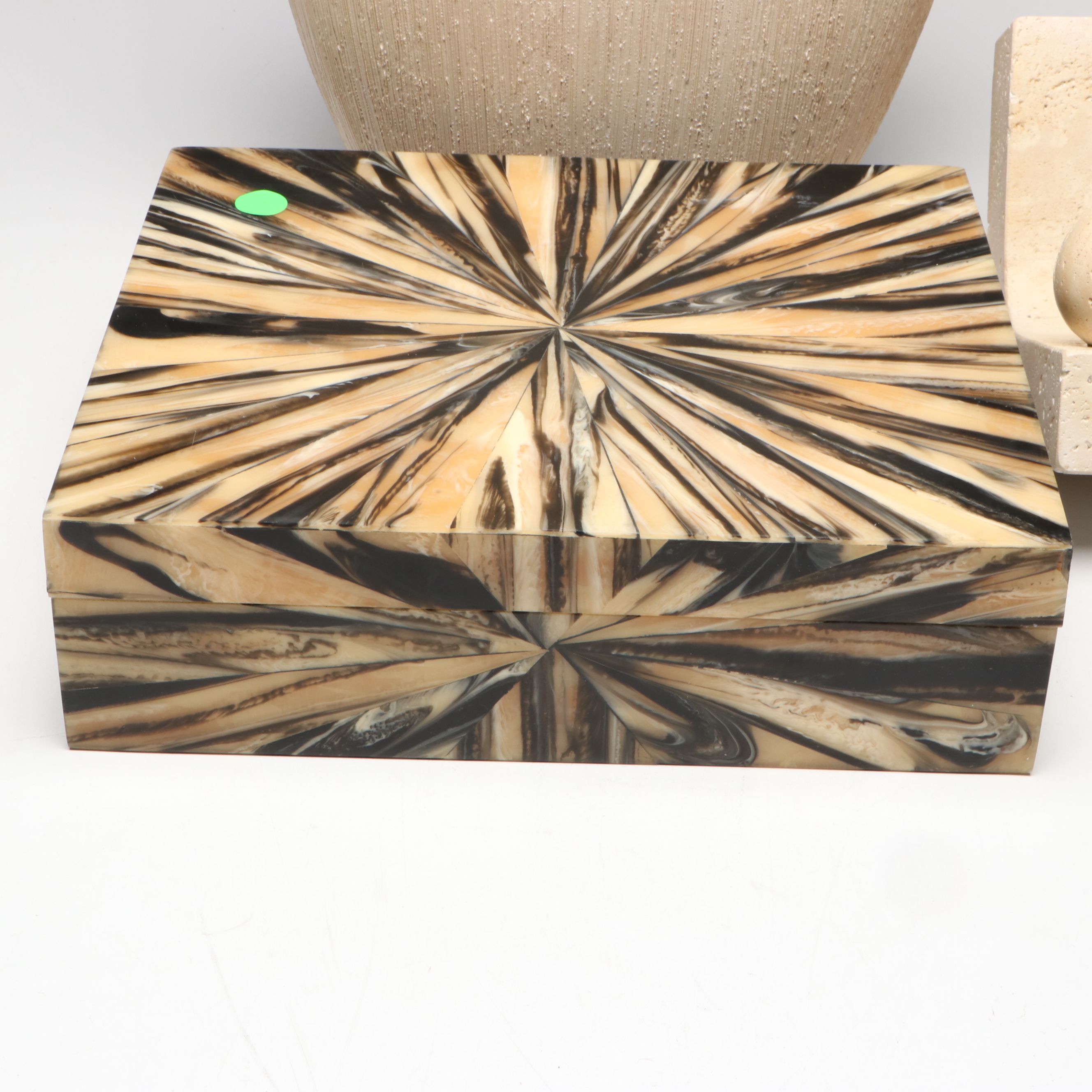 Persimmon Lane "Sunburst" Box with Natural Material Spheres and Other Décor