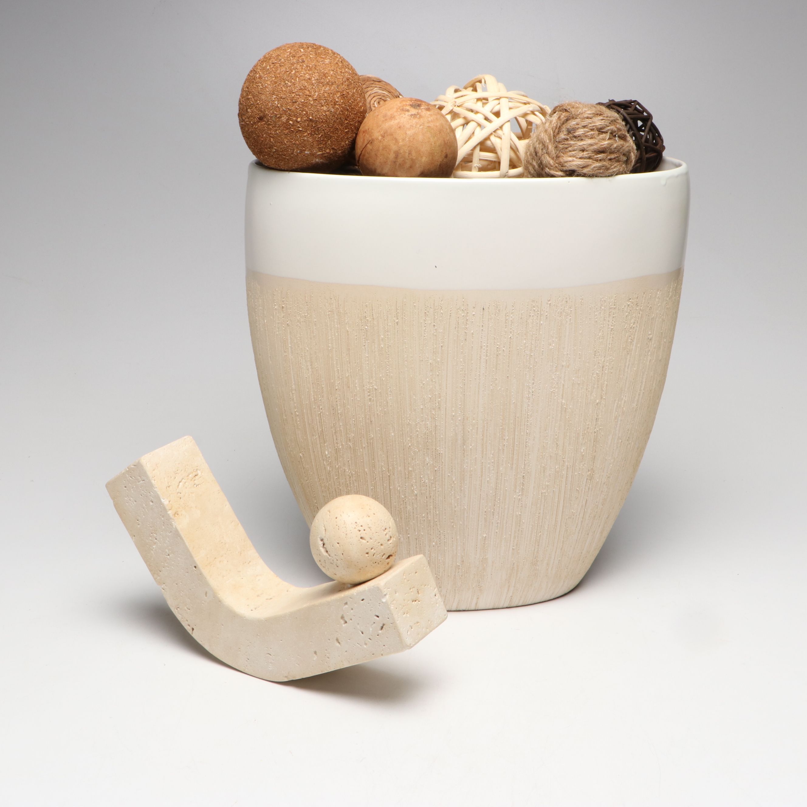 Persimmon Lane "Sunburst" Box with Natural Material Spheres and Other Décor